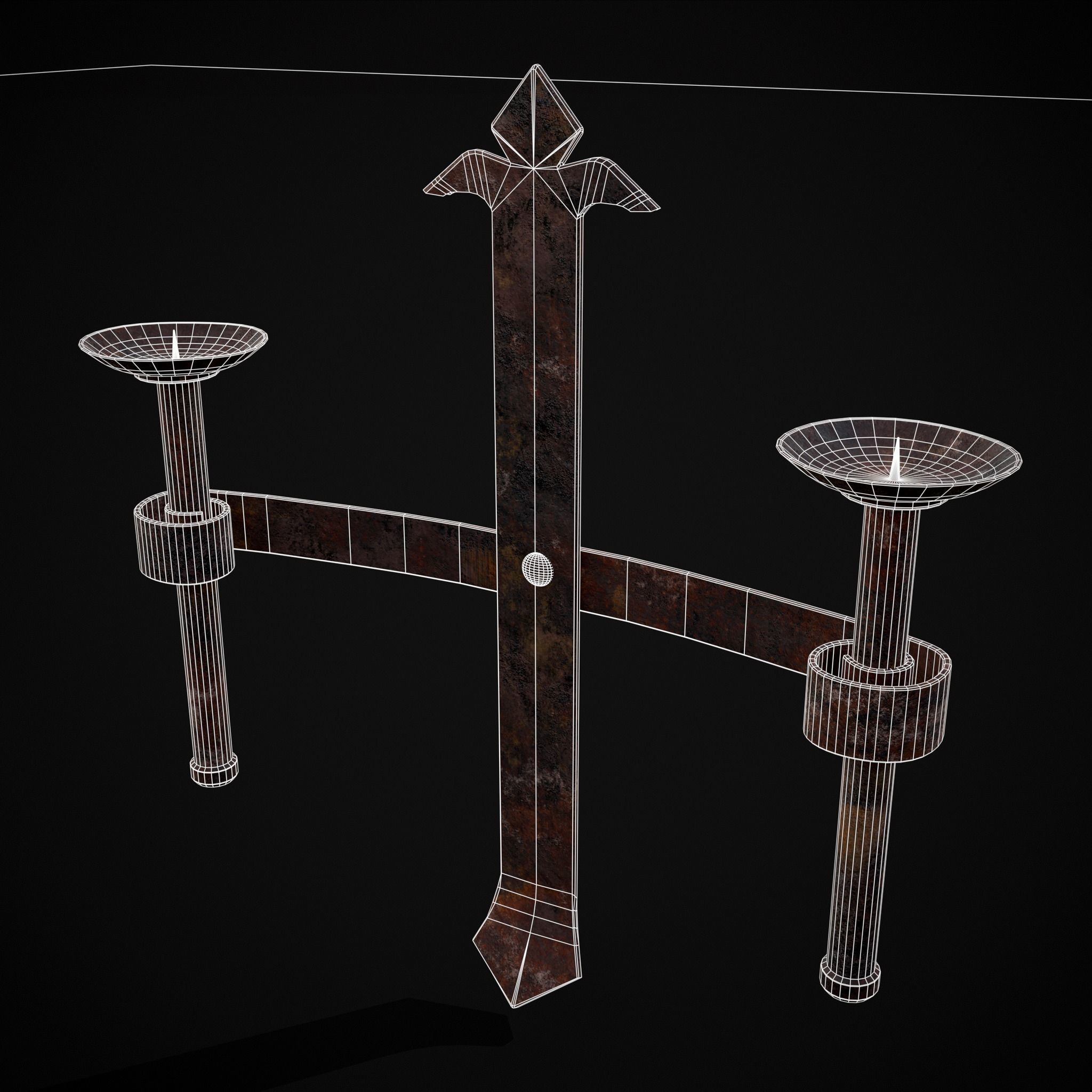 Rusting Double Wall Candle Holder Low-poly 3D model_14