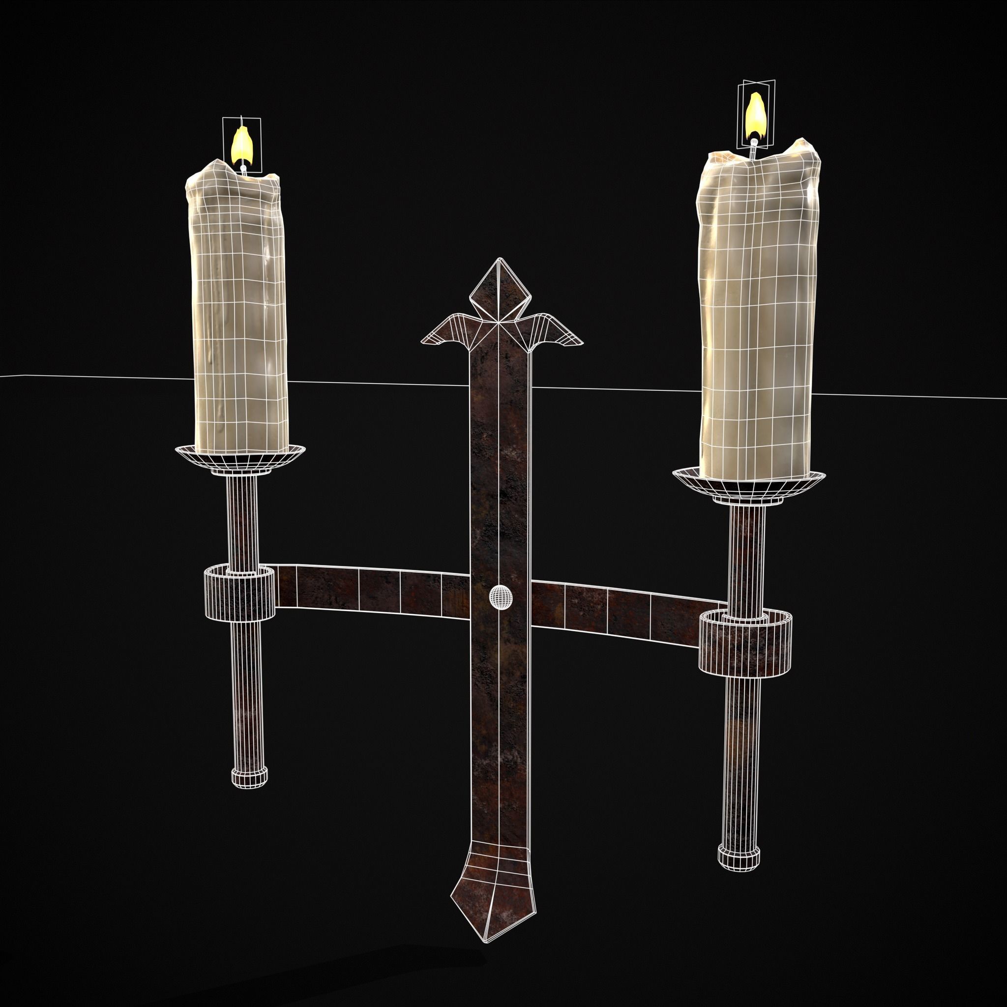 Rusting Double Wall Candle Holder Low-poly 3D model_2