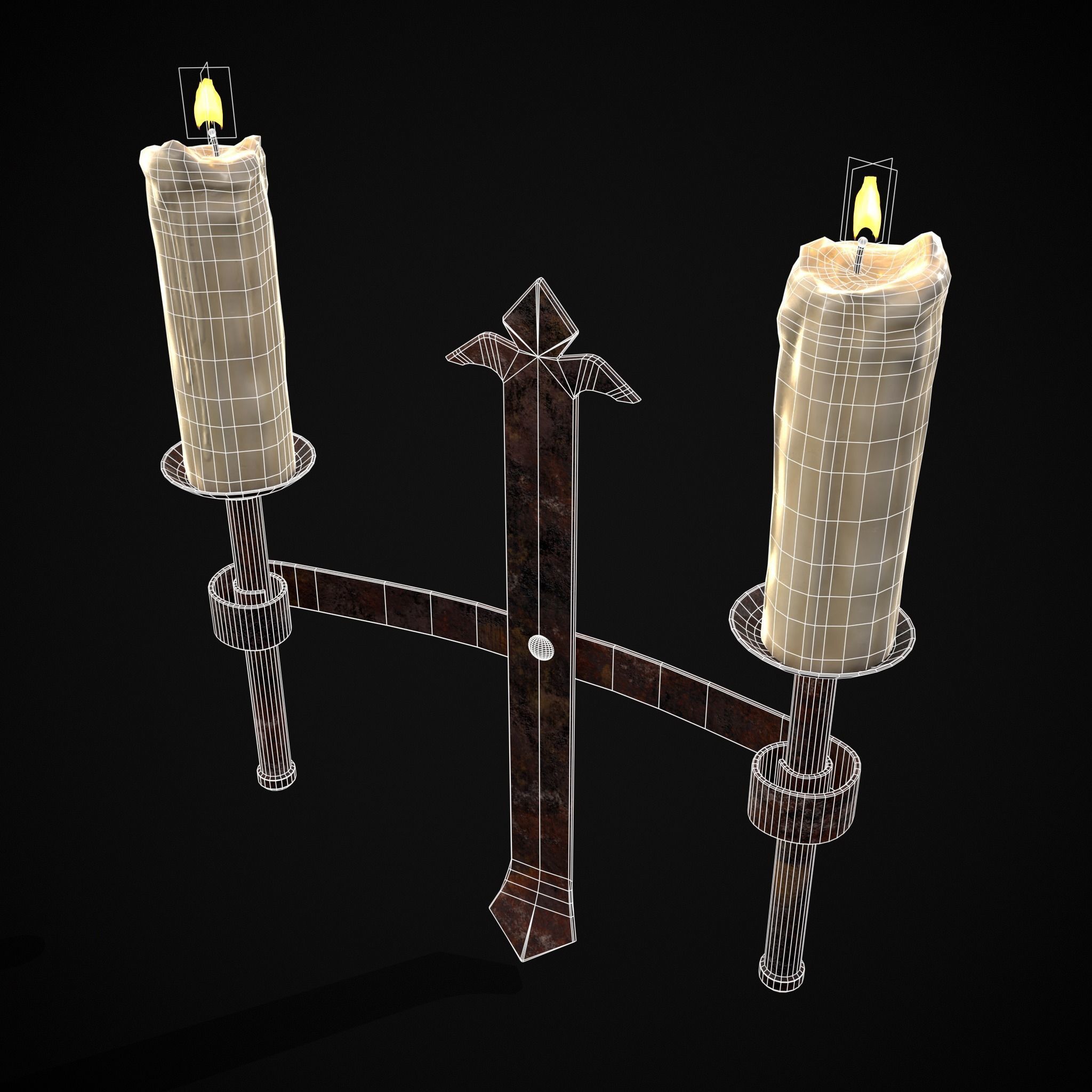 Rusting Double Wall Candle Holder Low-poly 3D model_24