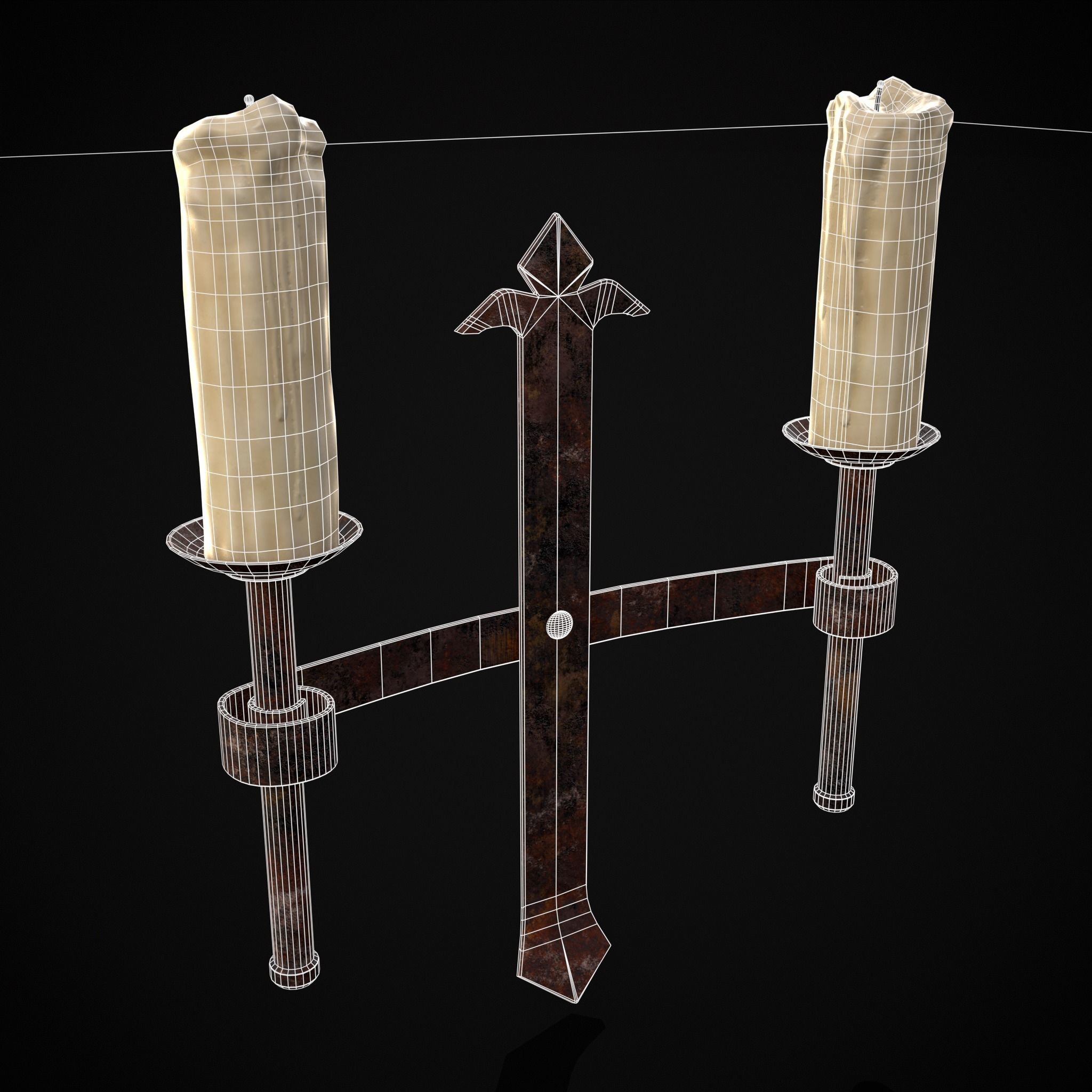 Rusting Double Wall Candle Holder Low-poly 3D model_8