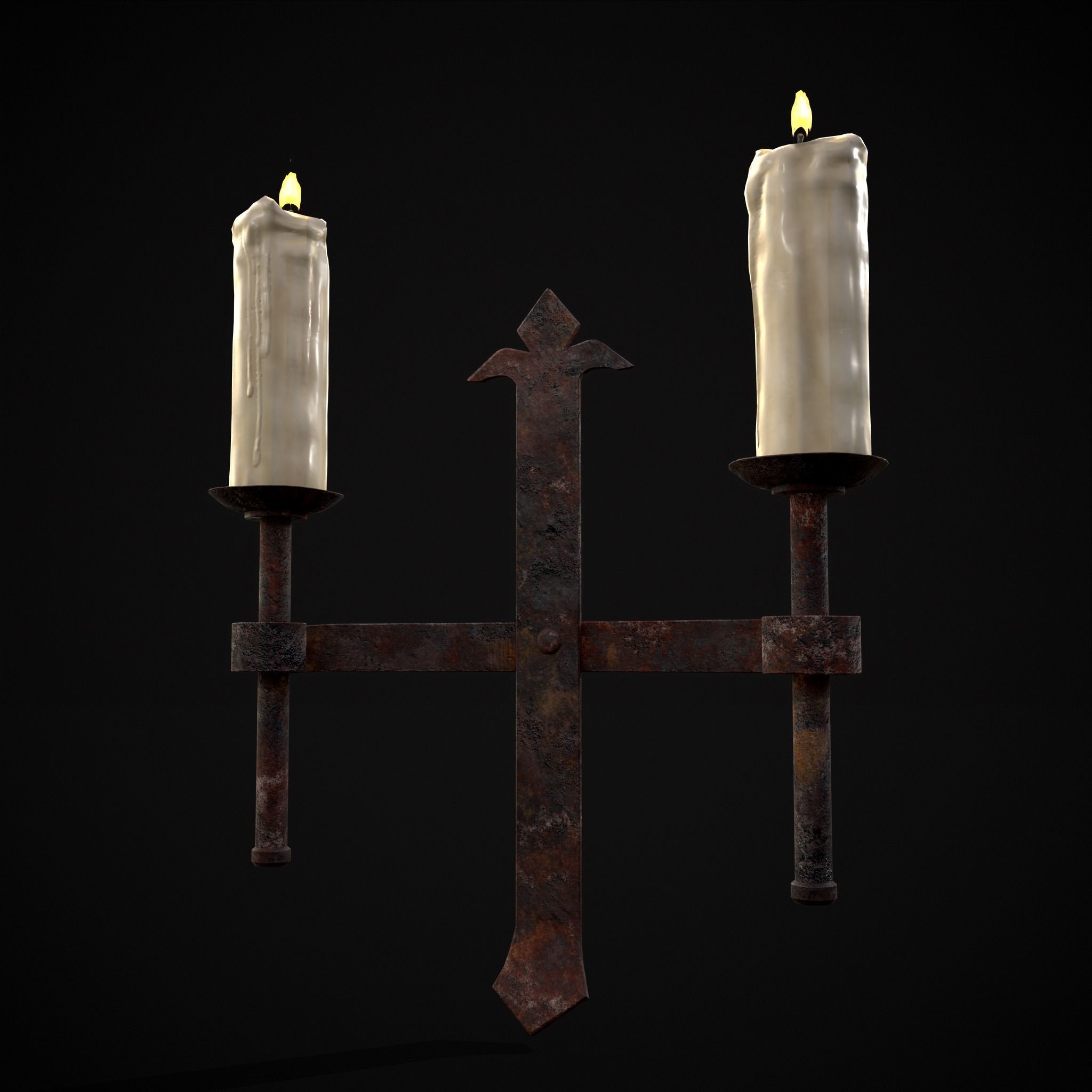 Rusting Double Wall Candle Holder Low-poly 3D model_11