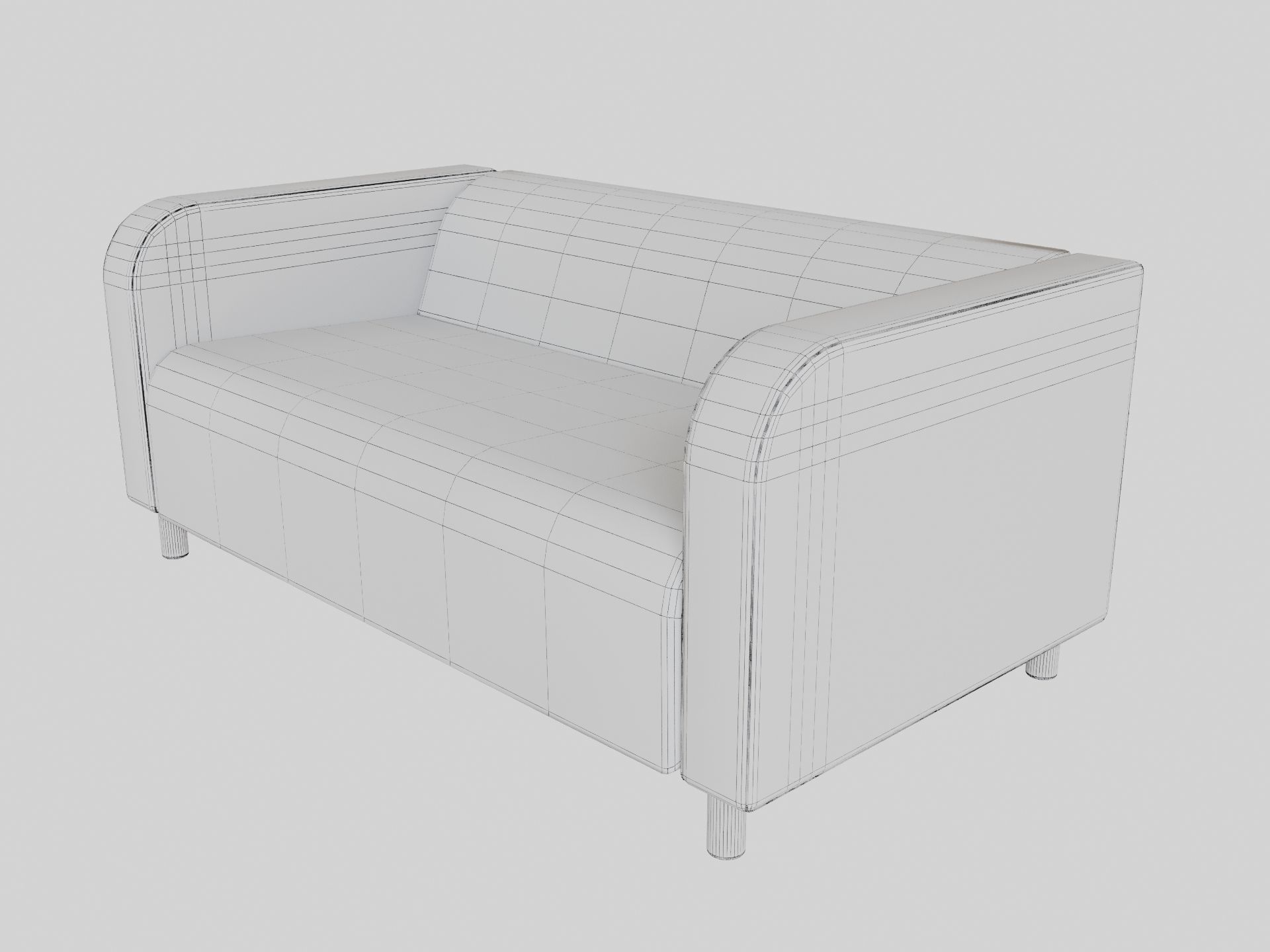Blue Fabric Sofa 3D model_9