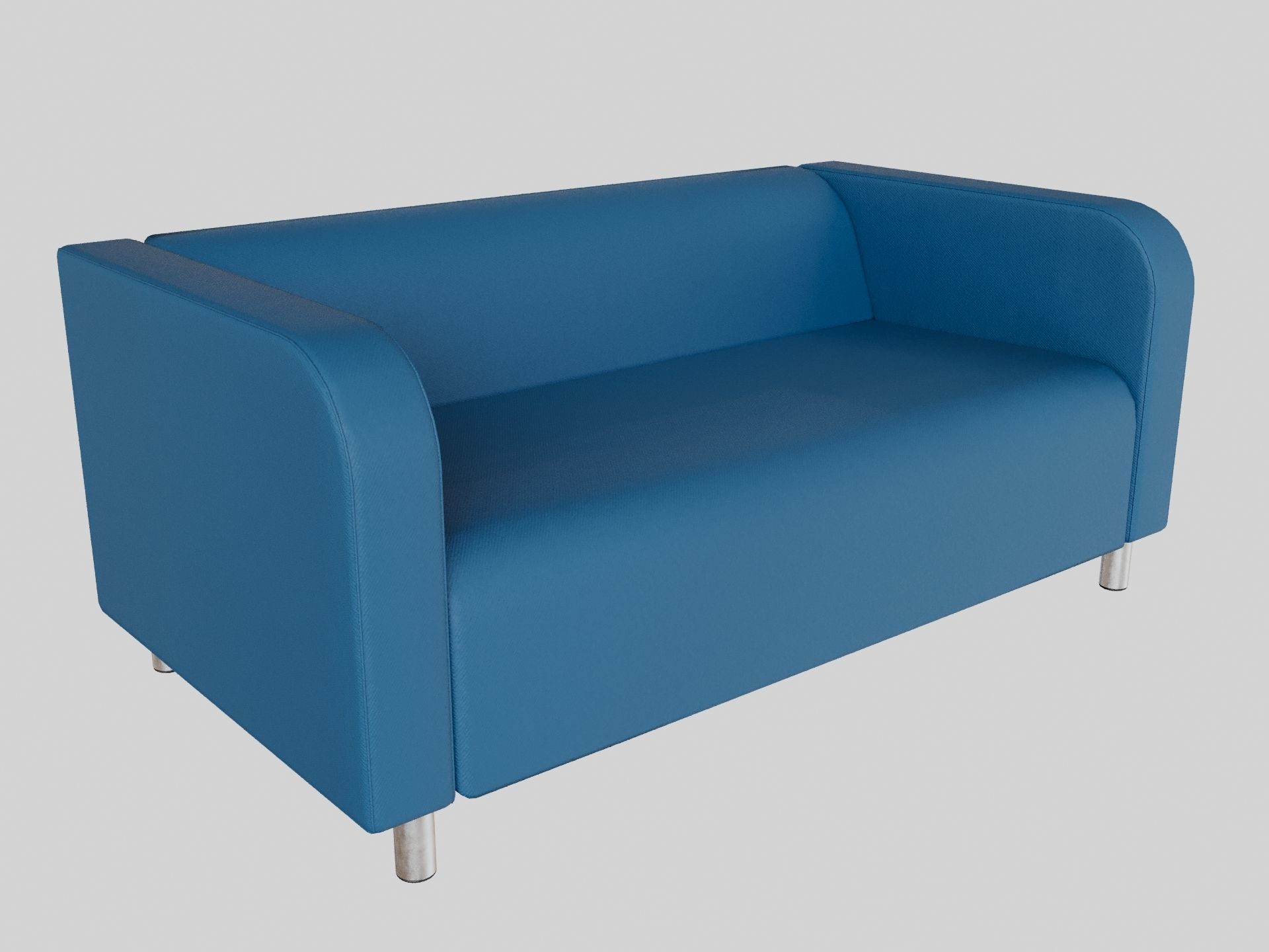 Blue Fabric Sofa 3D model_2