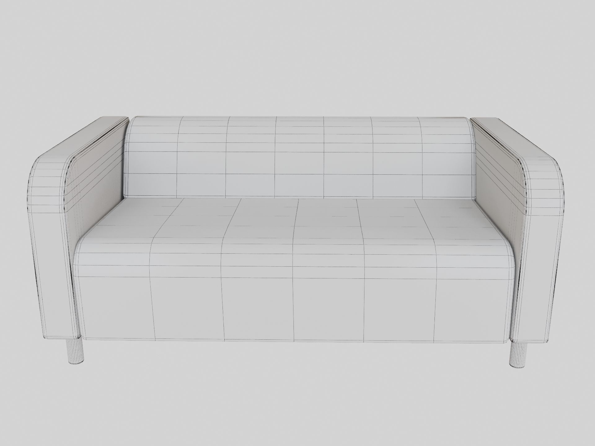 Blue Fabric Sofa 3D model_7