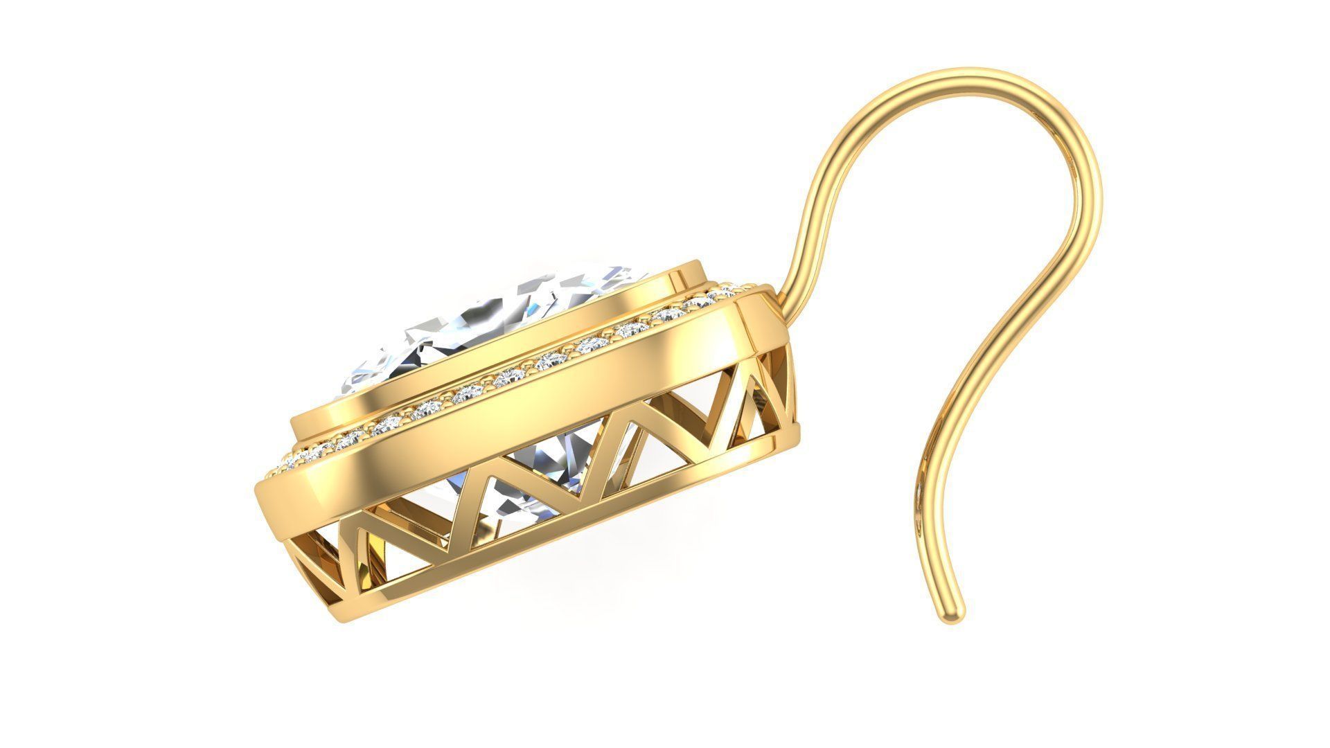 Earring With Cushion Stone 3D print model_5