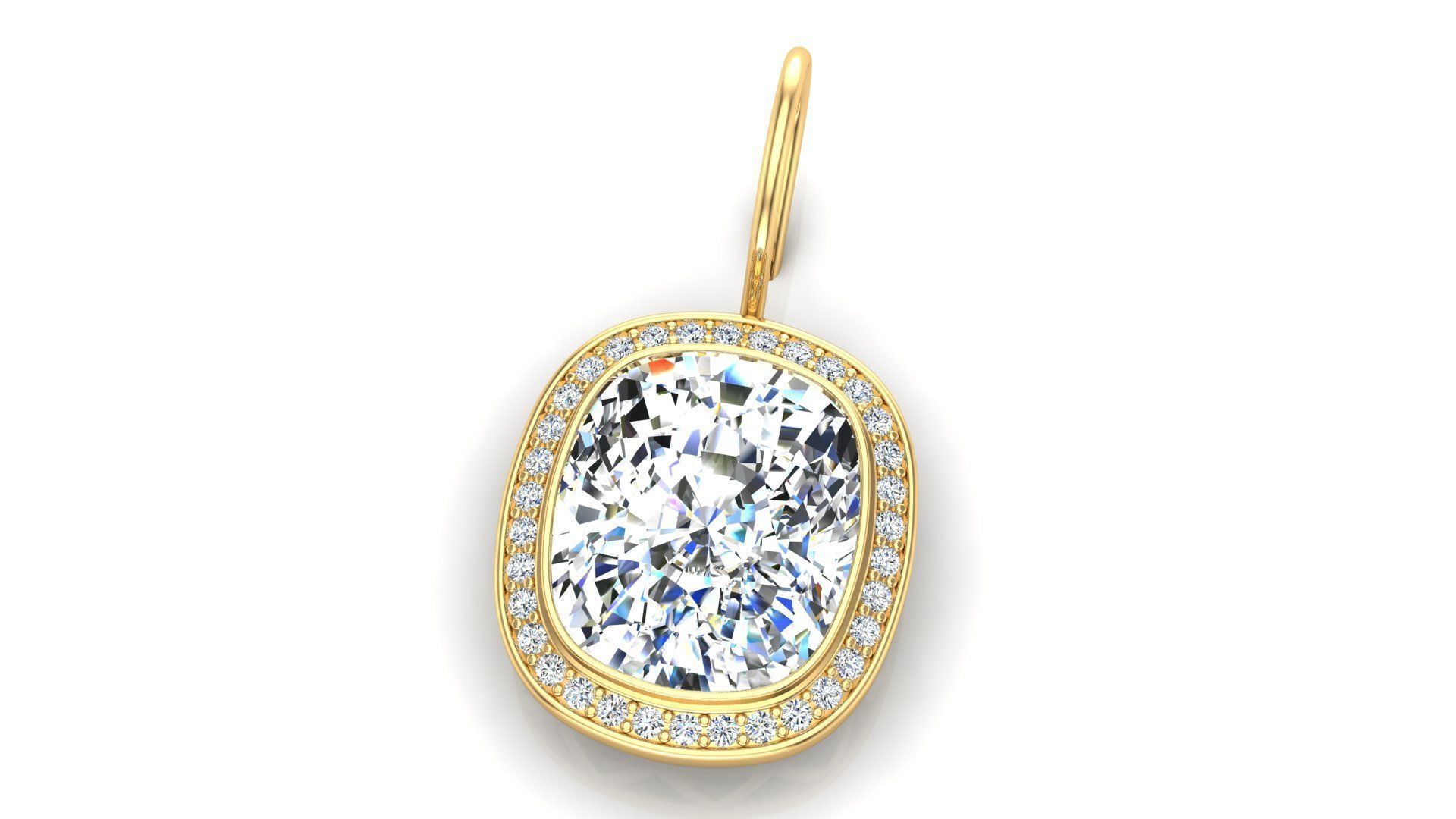 Earring With Cushion Stone 3D print model_3