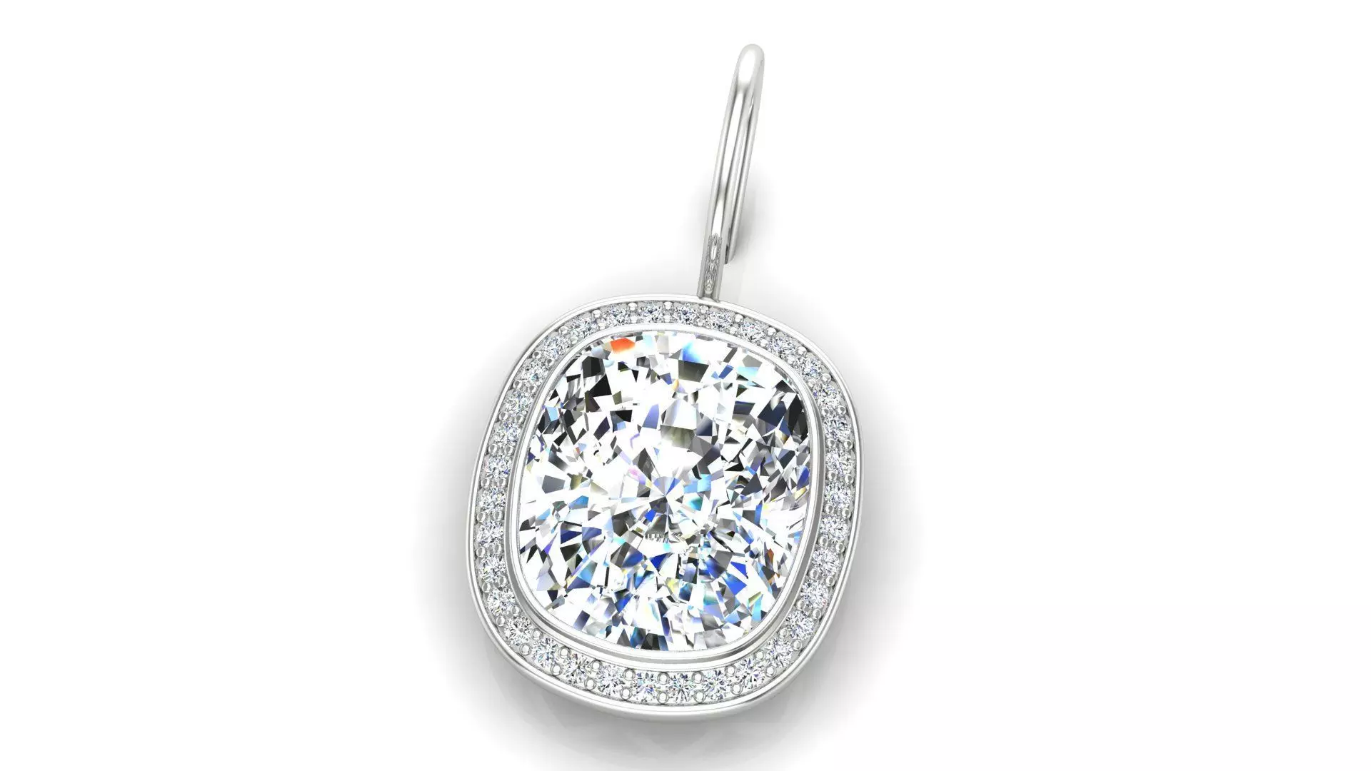 Earring With Cushion Stone 3D print model_0