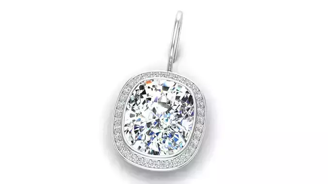 Earring With Cushion Stone