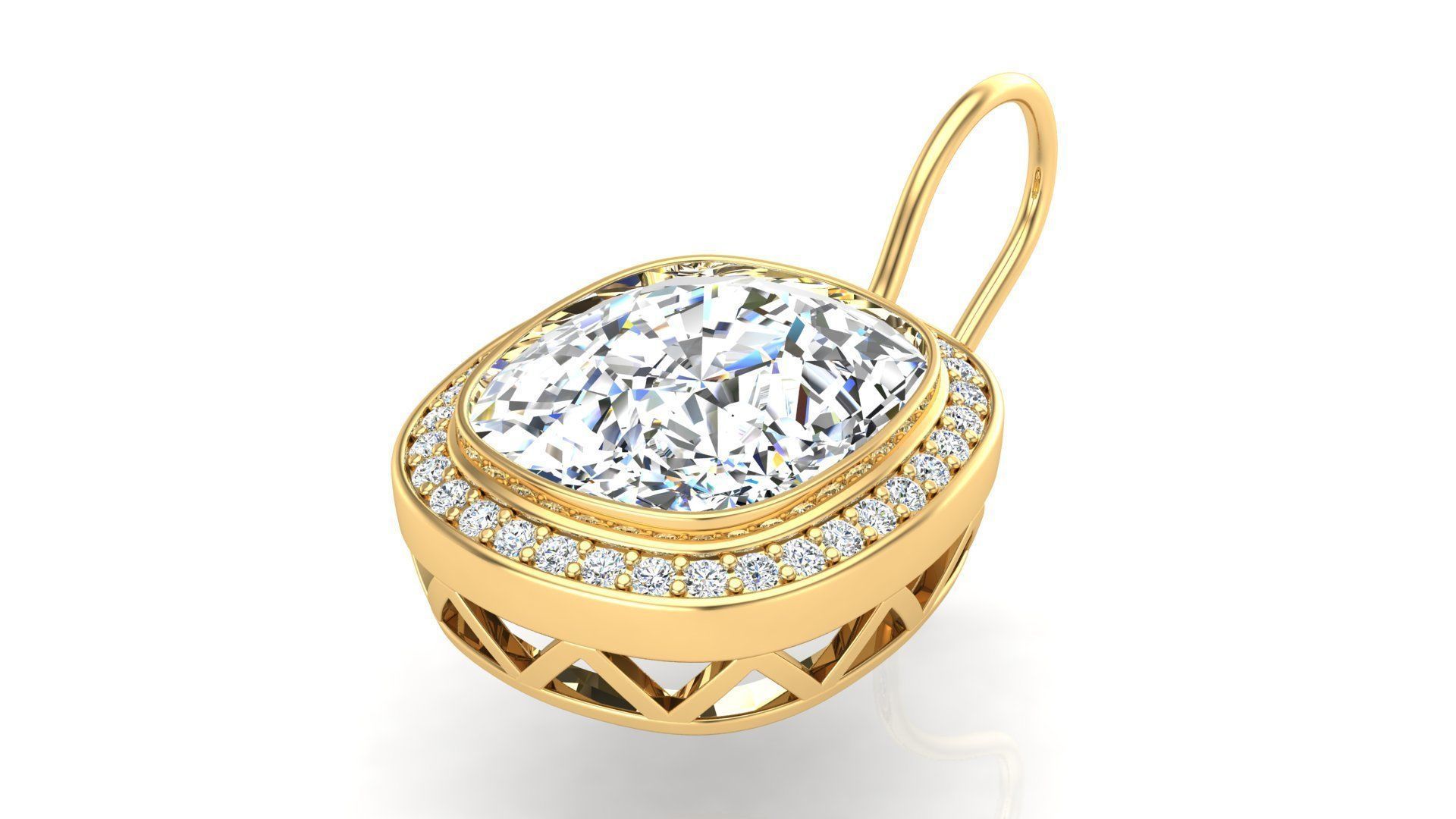 Earring With Cushion Stone 3D print model_4