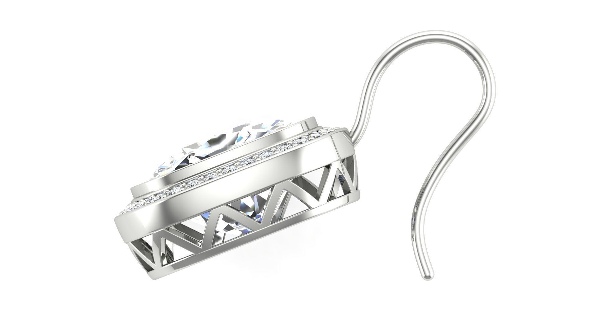 Earring With Cushion Stone 3D print model_2