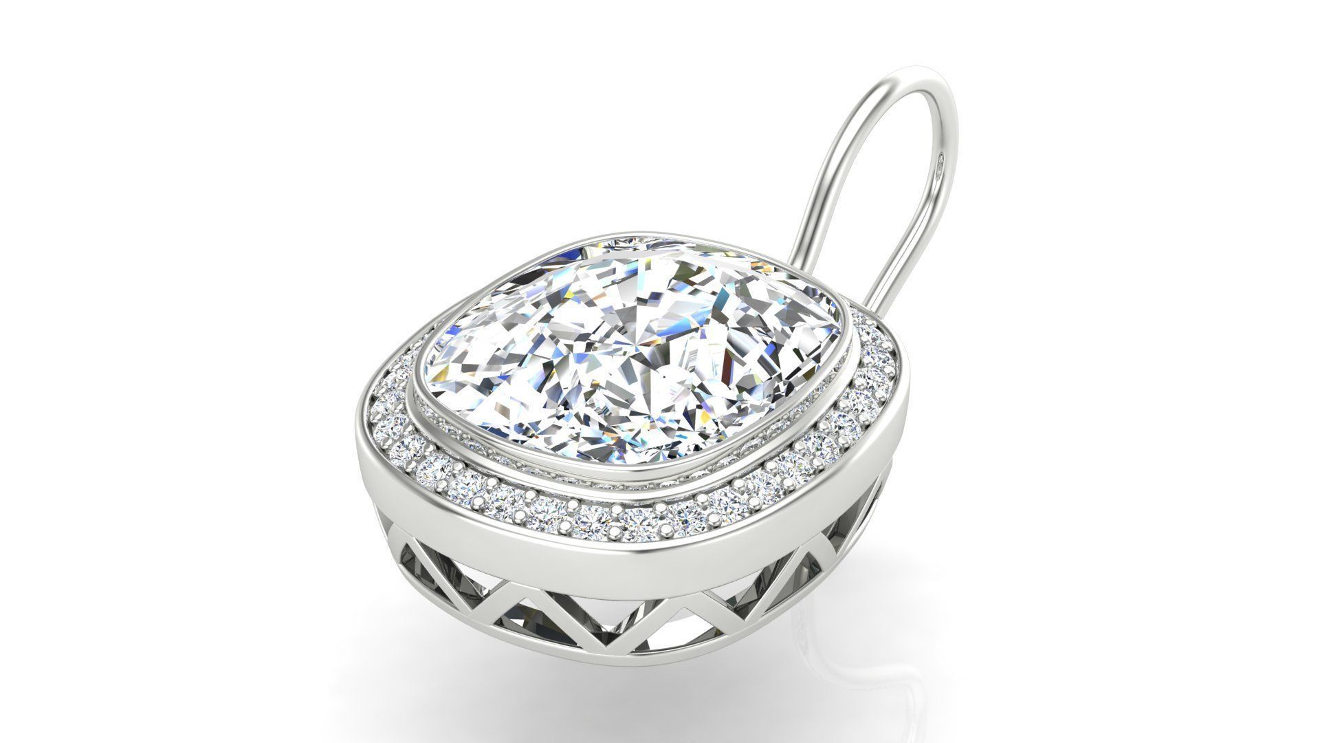 Earring With Cushion Stone 3D print model_1