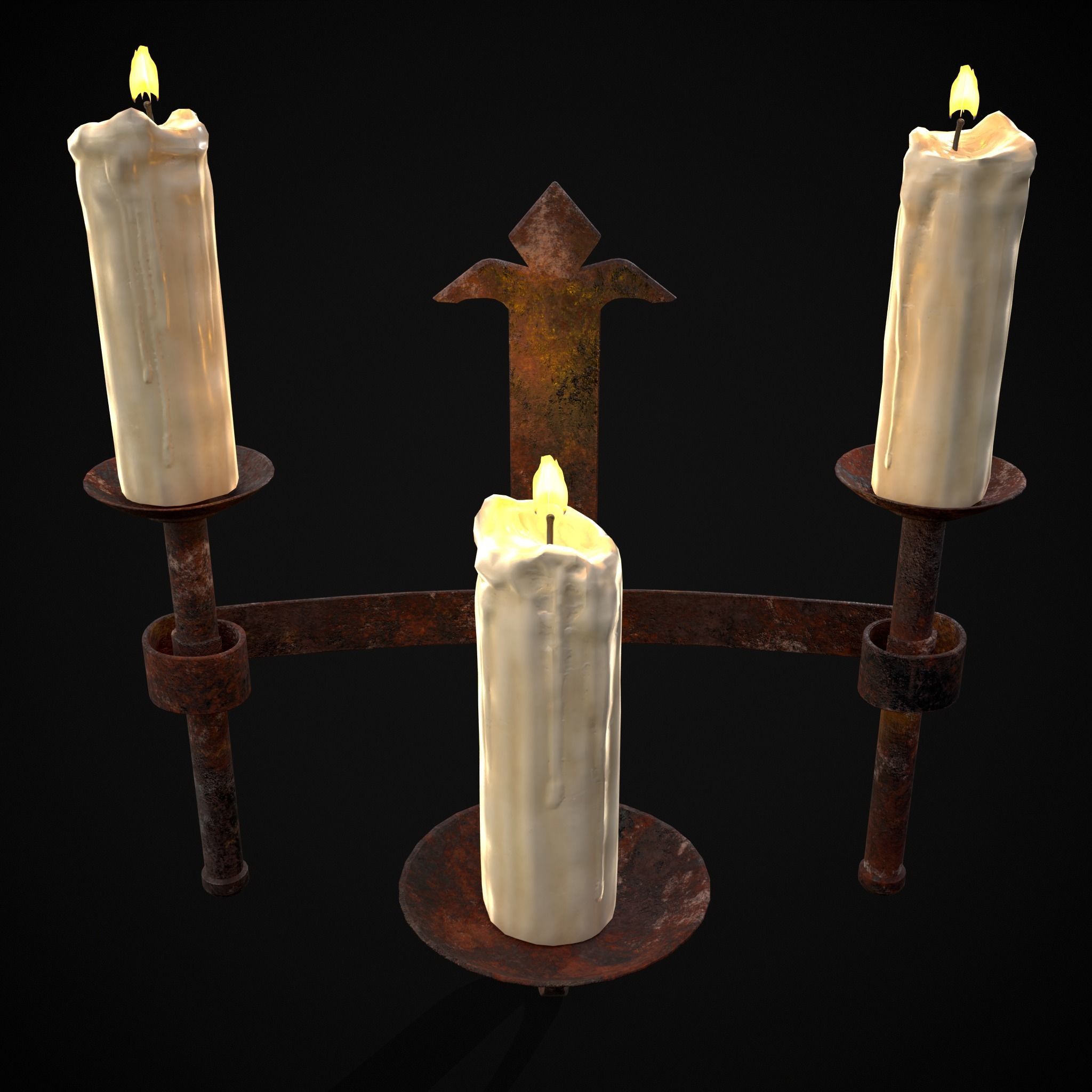 Rusting Triple Wall Candle Holder Low-poly 3D model_9
