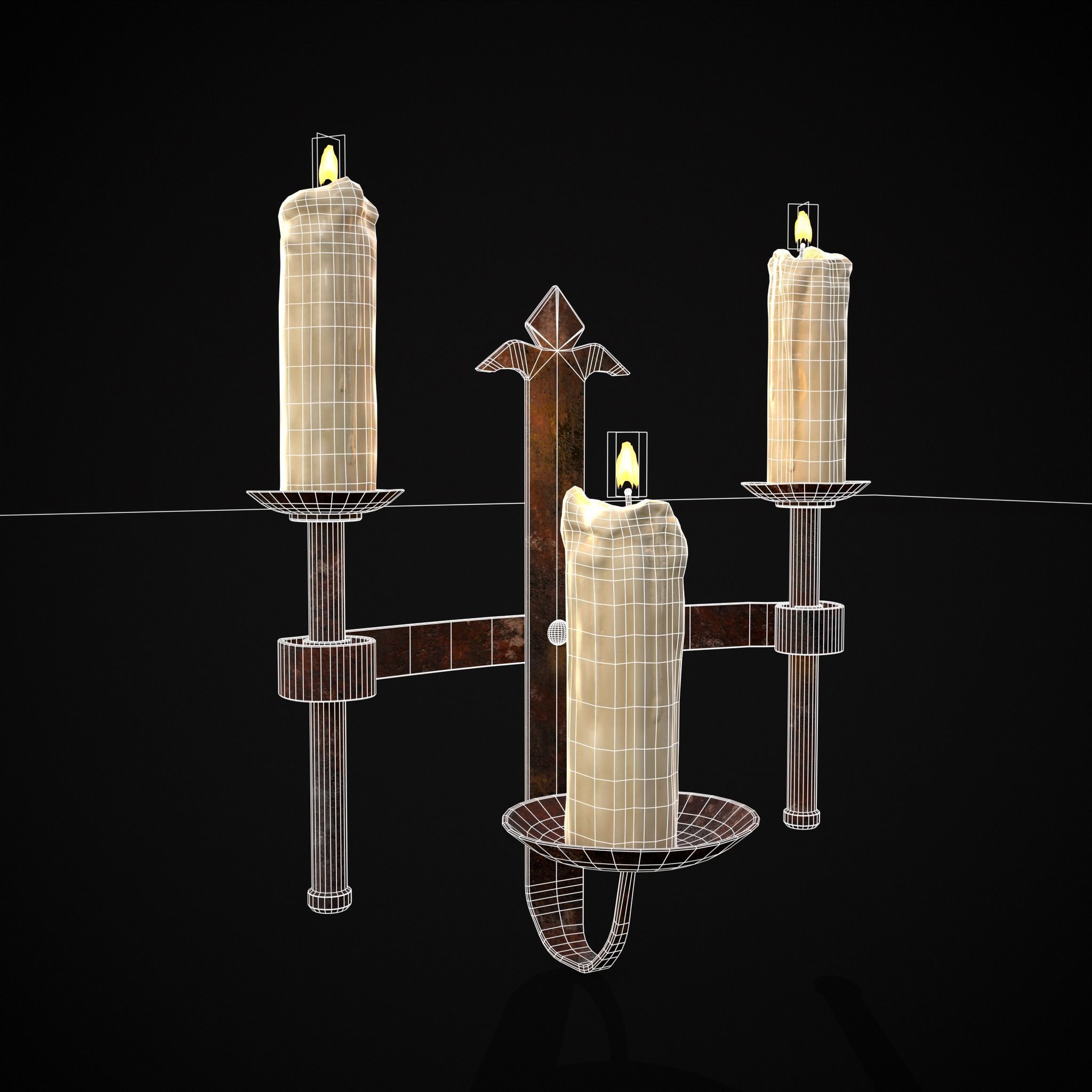Rusting Triple Wall Candle Holder Low-poly 3D model_14