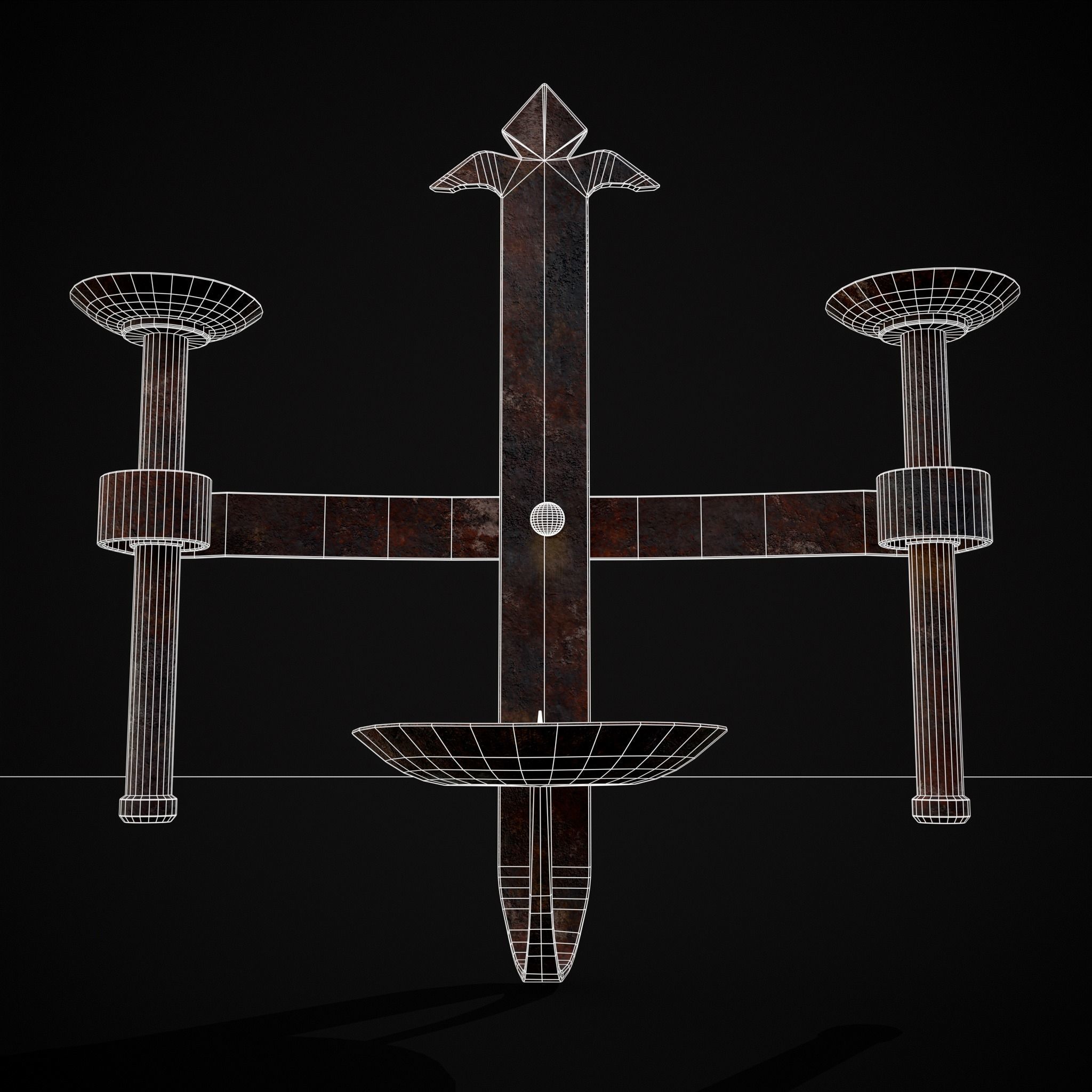 Rusting Triple Wall Candle Holder Low-poly 3D model_22
