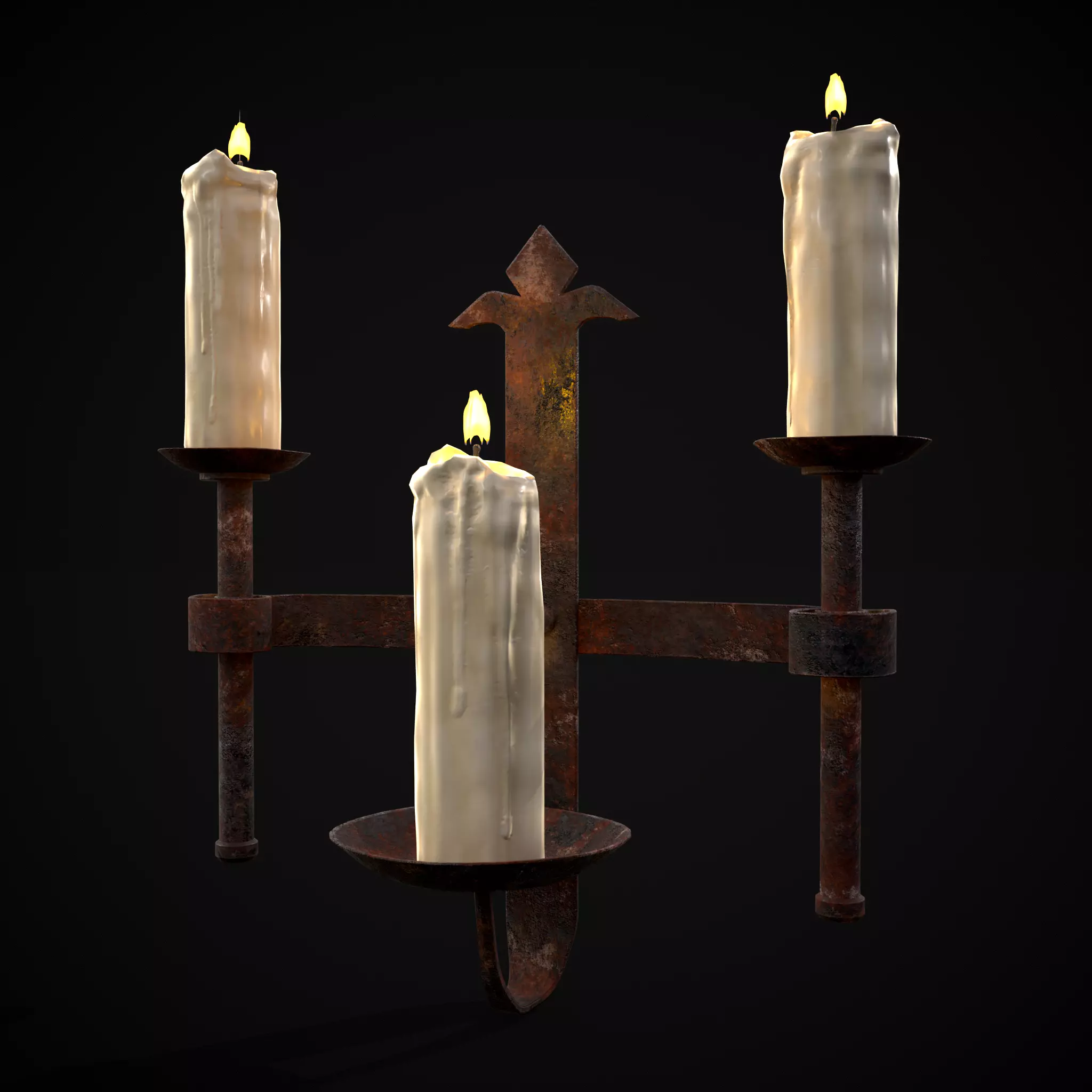 Rusting Triple Wall Candle Holder Low-poly 3D model_0