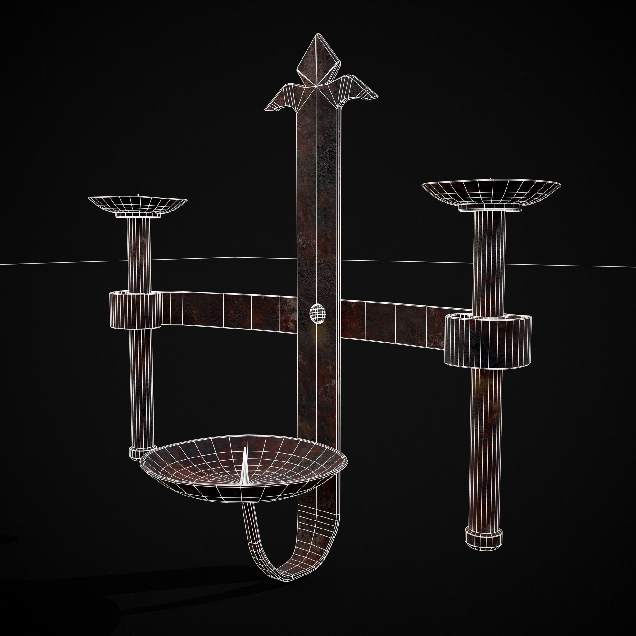 Rusting Triple Wall Candle Holder Low-poly 3D model_16