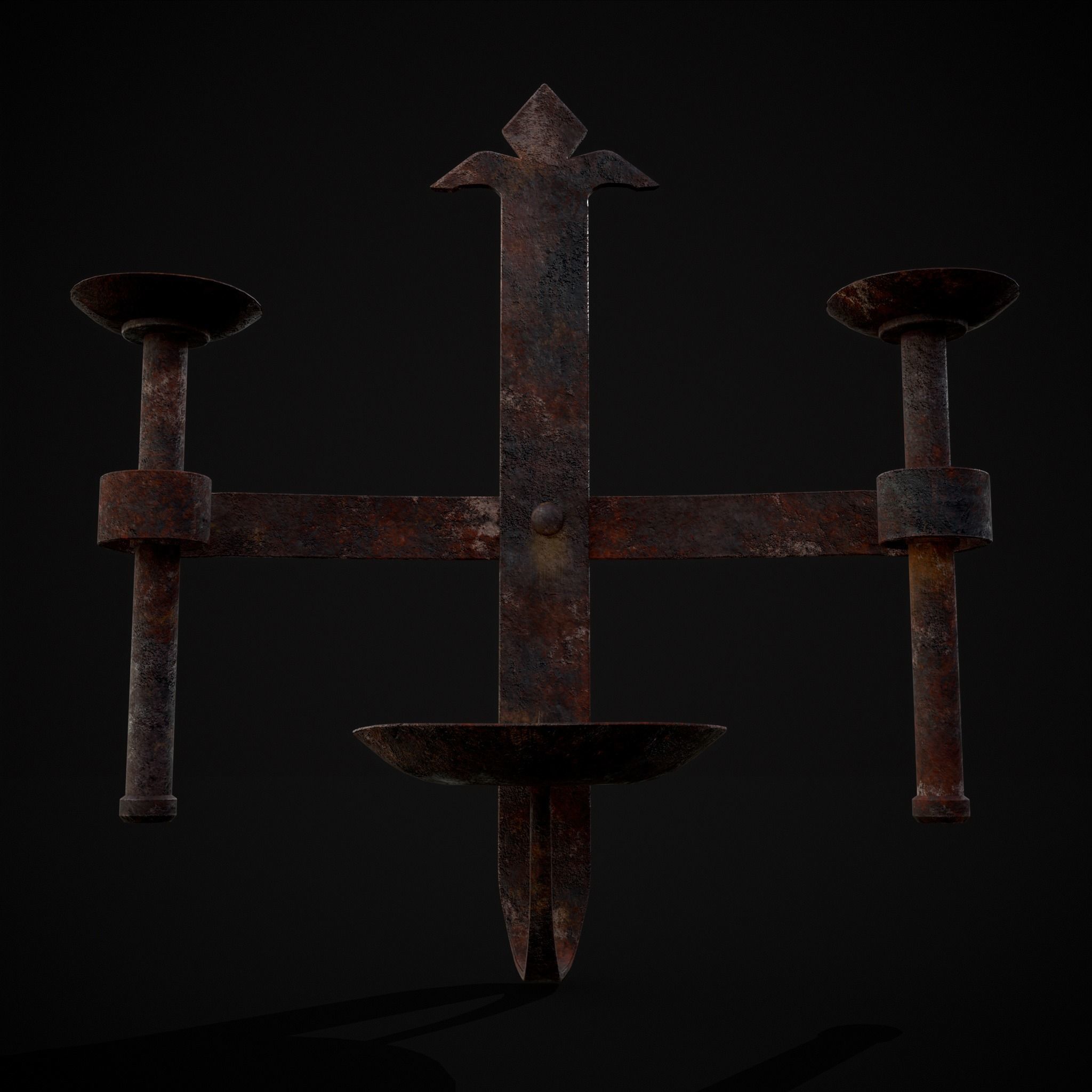 Rusting Triple Wall Candle Holder Low-poly 3D model_21