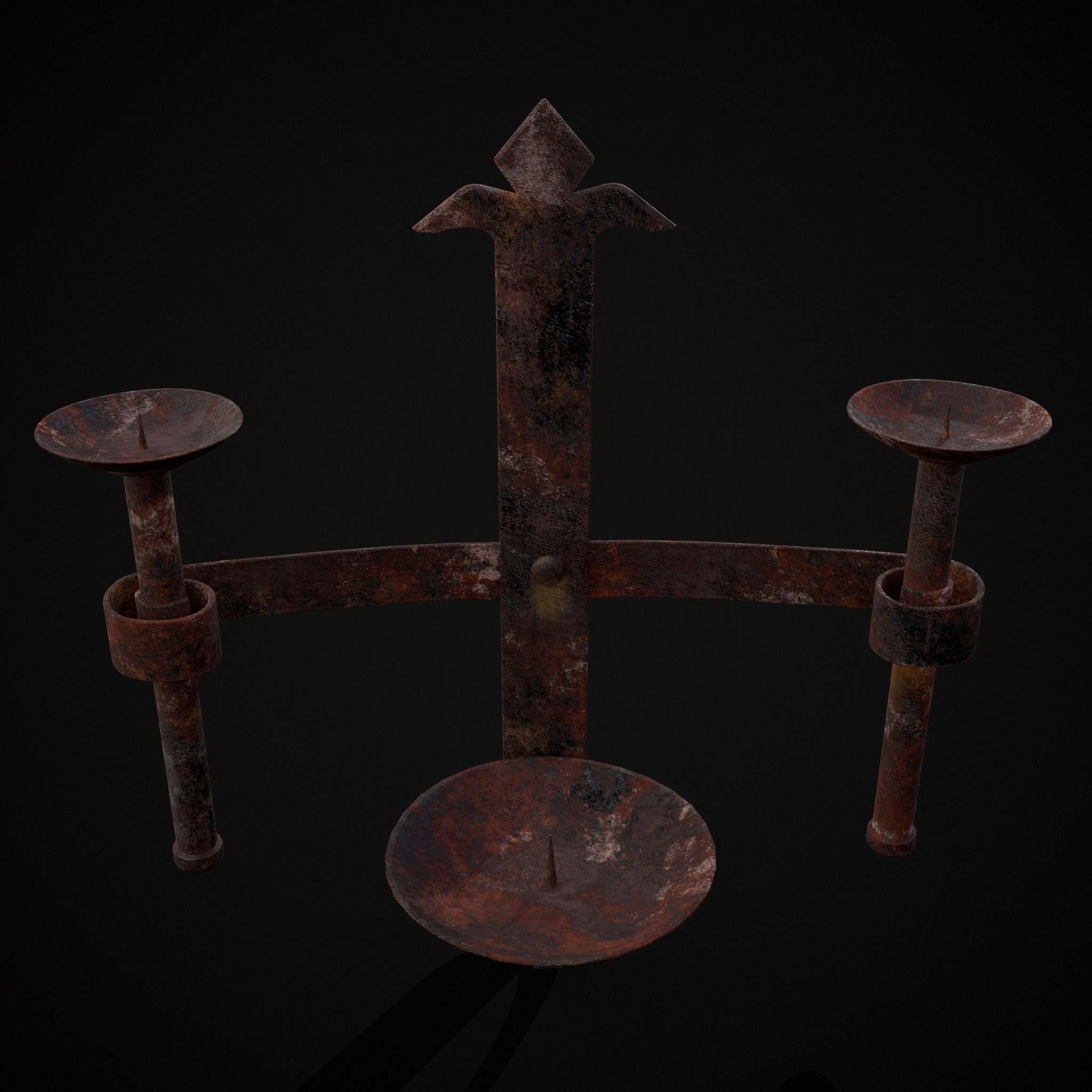 Rusting Triple Wall Candle Holder Low-poly 3D model_19