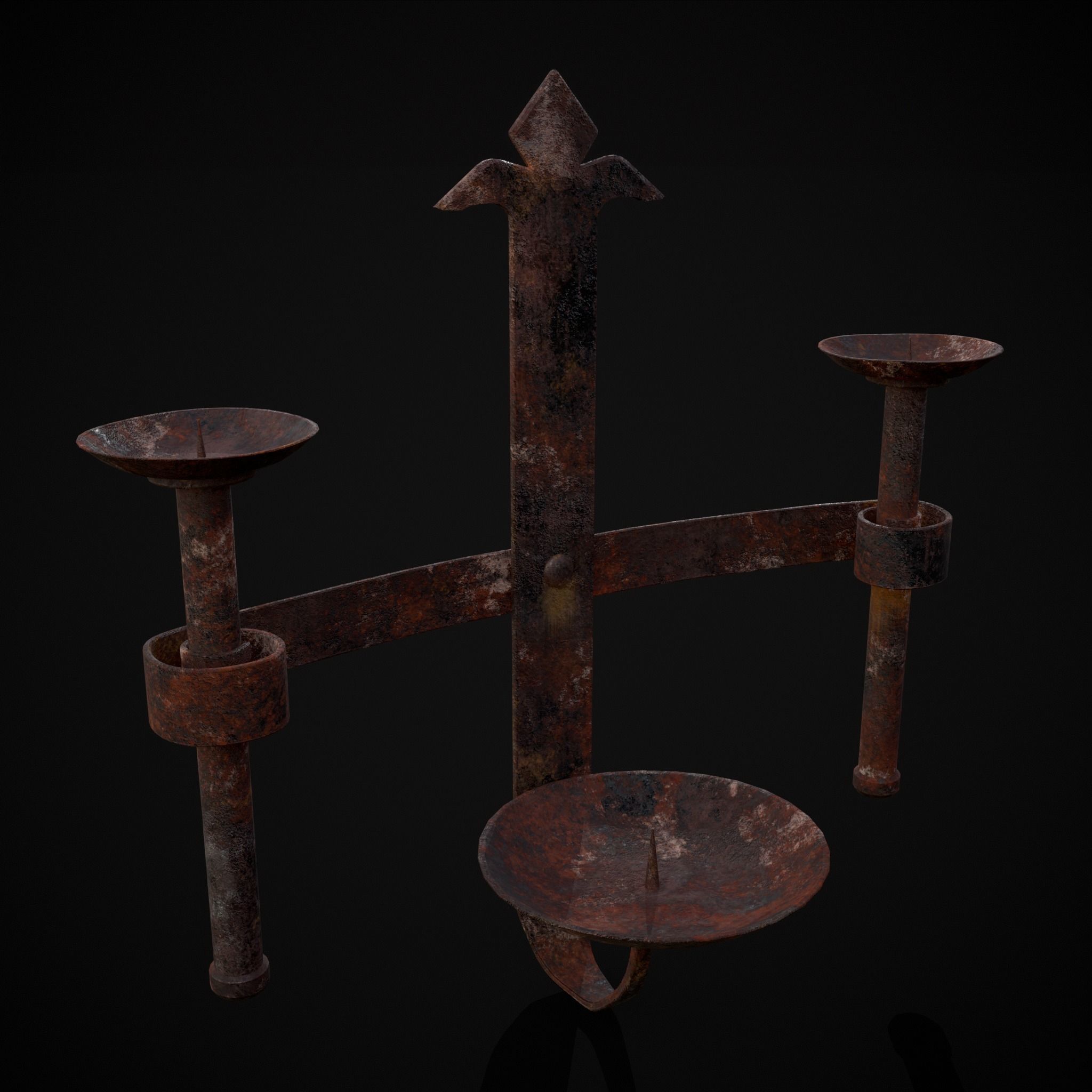 Rusting Triple Wall Candle Holder Low-poly 3D model_17