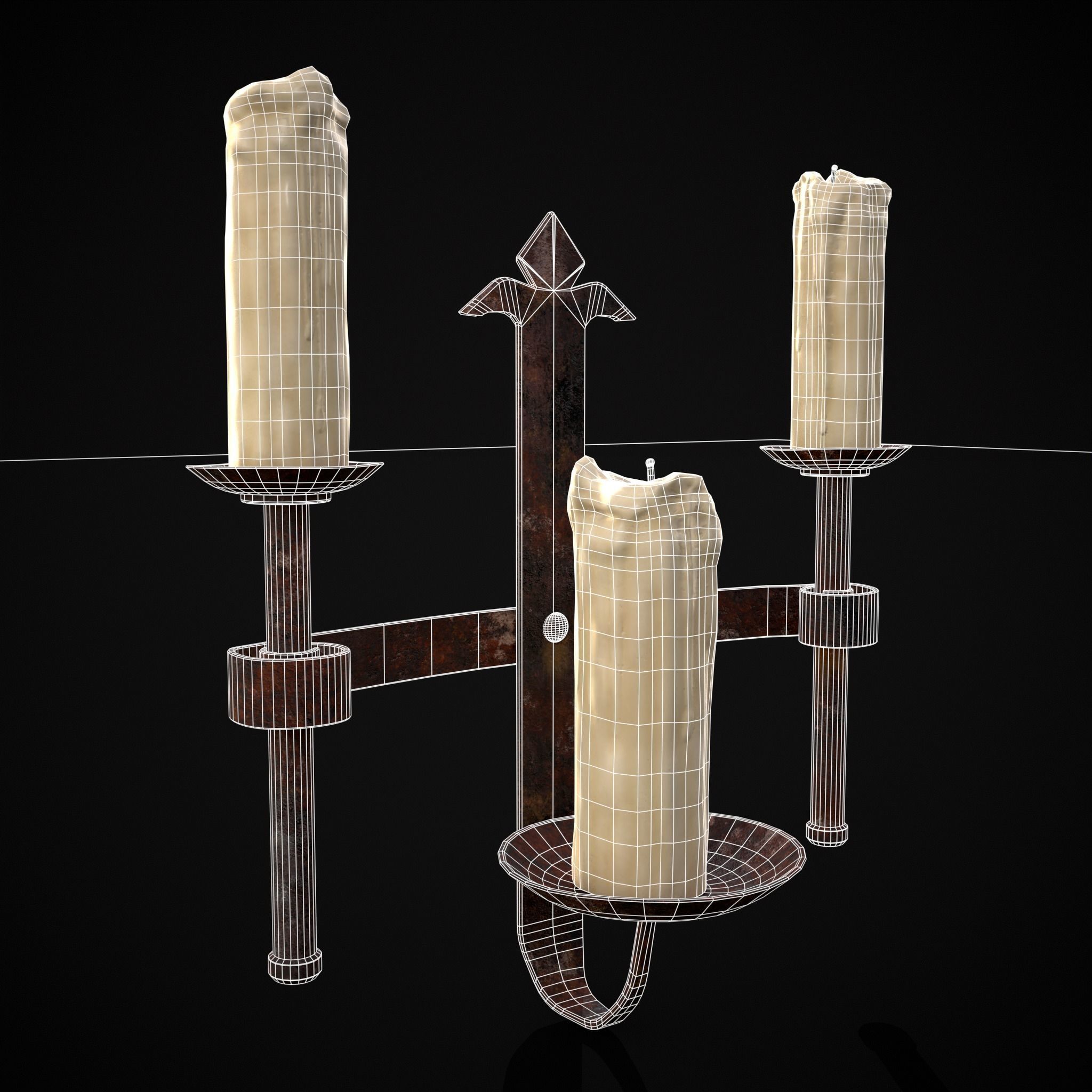 Rusting Triple Wall Candle Holder Low-poly 3D model_4