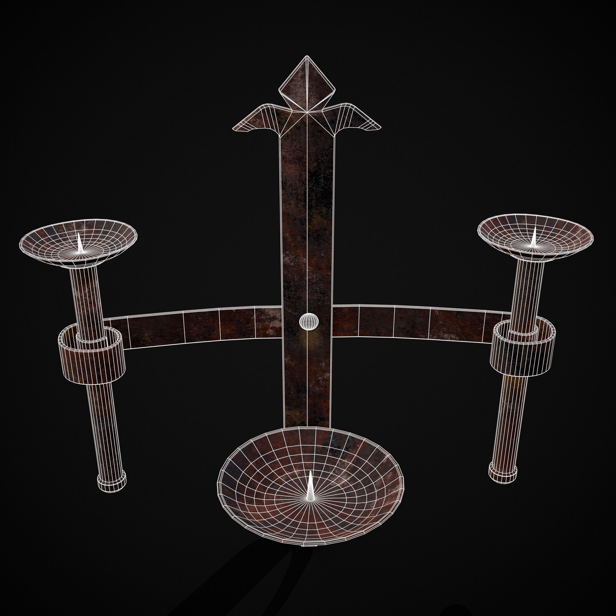 Rusting Triple Wall Candle Holder Low-poly 3D model_20