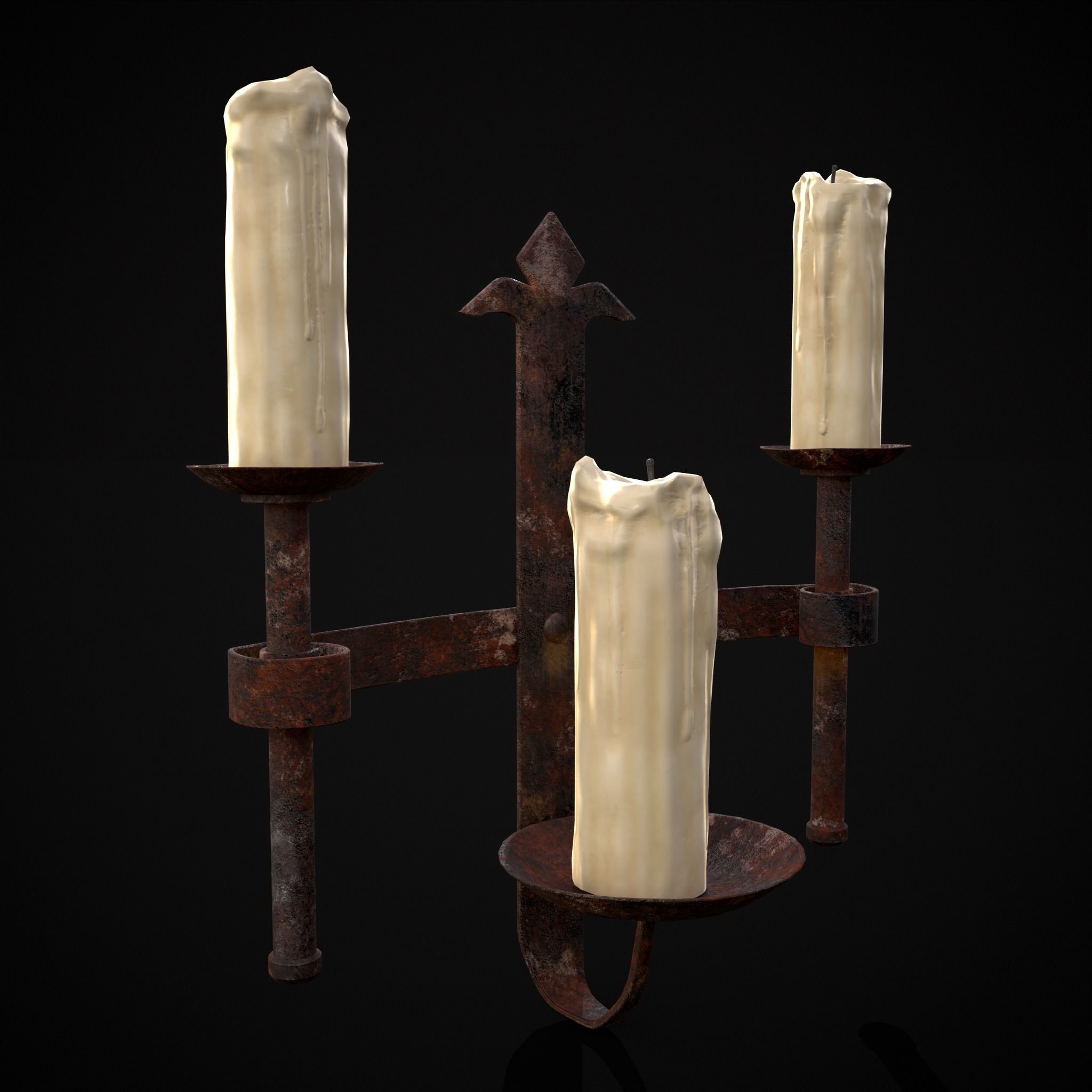 Rusting Triple Wall Candle Holder Low-poly 3D model_3