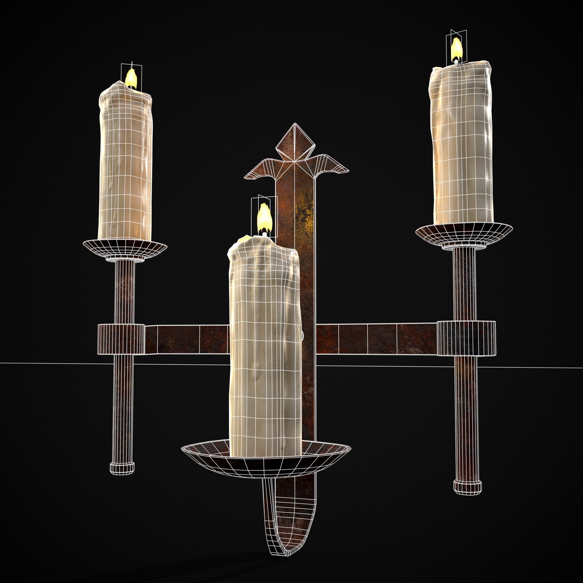Rusting Triple Wall Candle Holder Low-poly 3D model_24