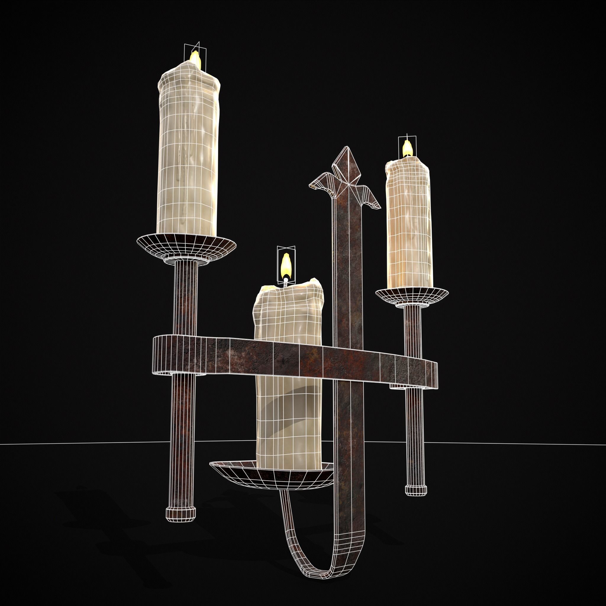 Rusting Triple Wall Candle Holder Low-poly 3D model_8