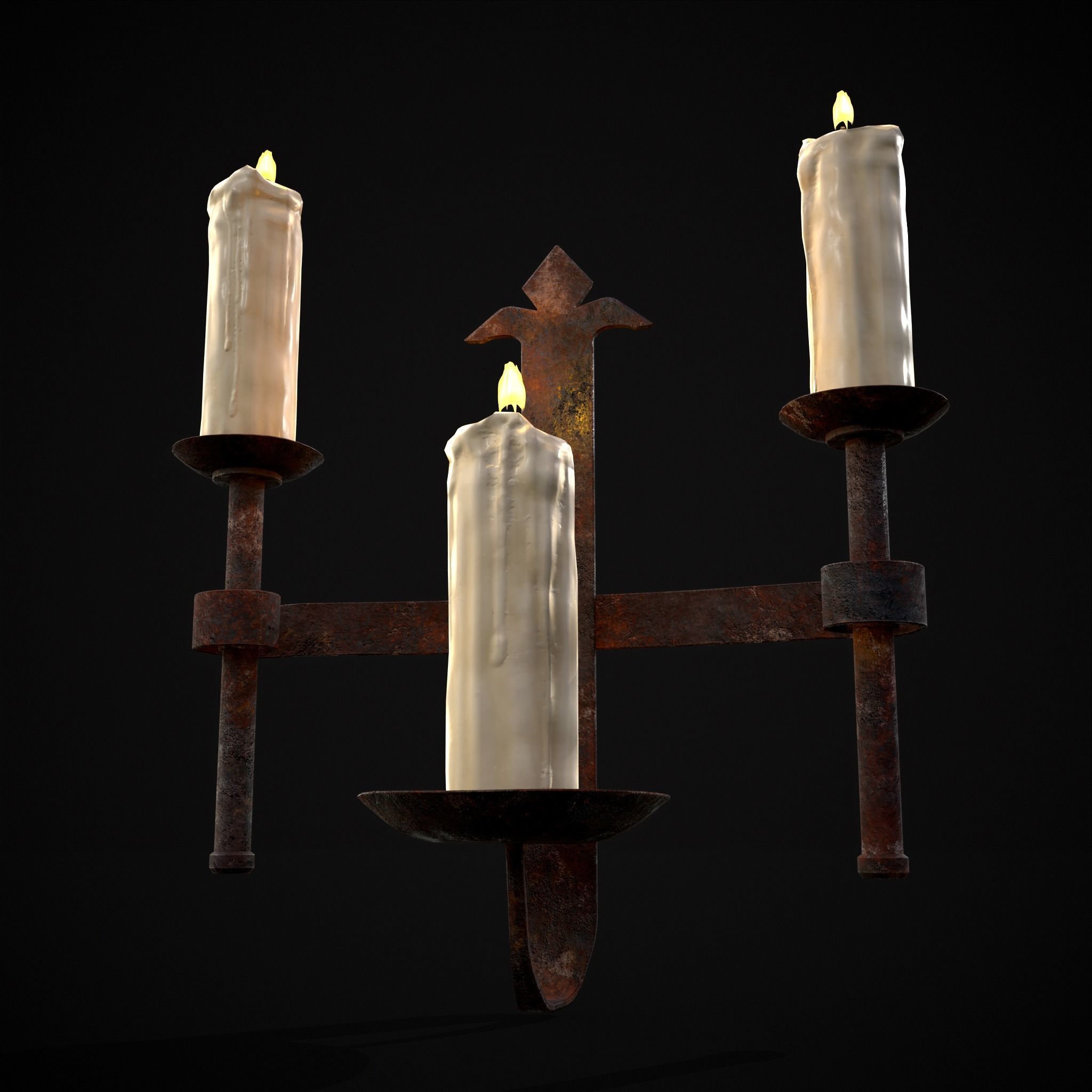Rusting Triple Wall Candle Holder Low-poly 3D model_11