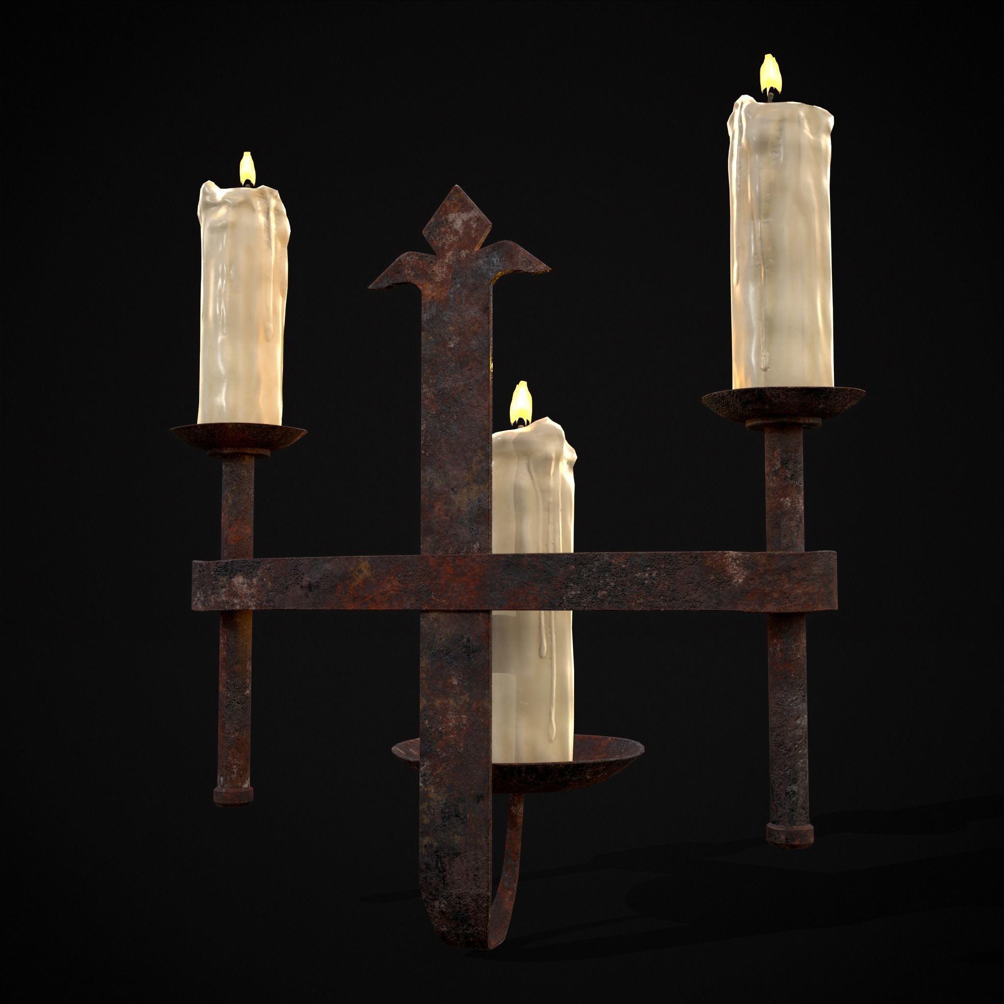 Rusting Triple Wall Candle Holder Low-poly 3D model_5