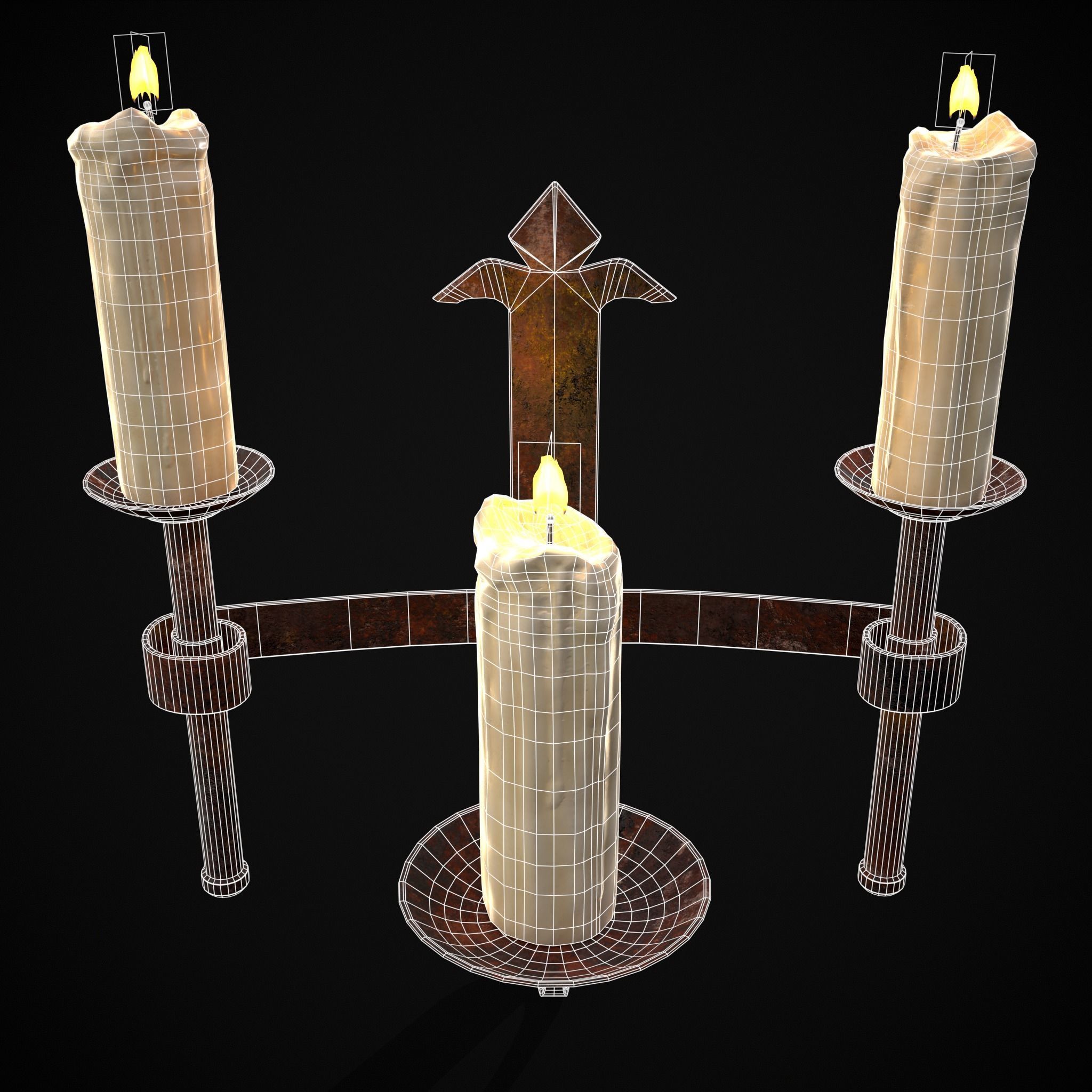 Rusting Triple Wall Candle Holder Low-poly 3D model_10
