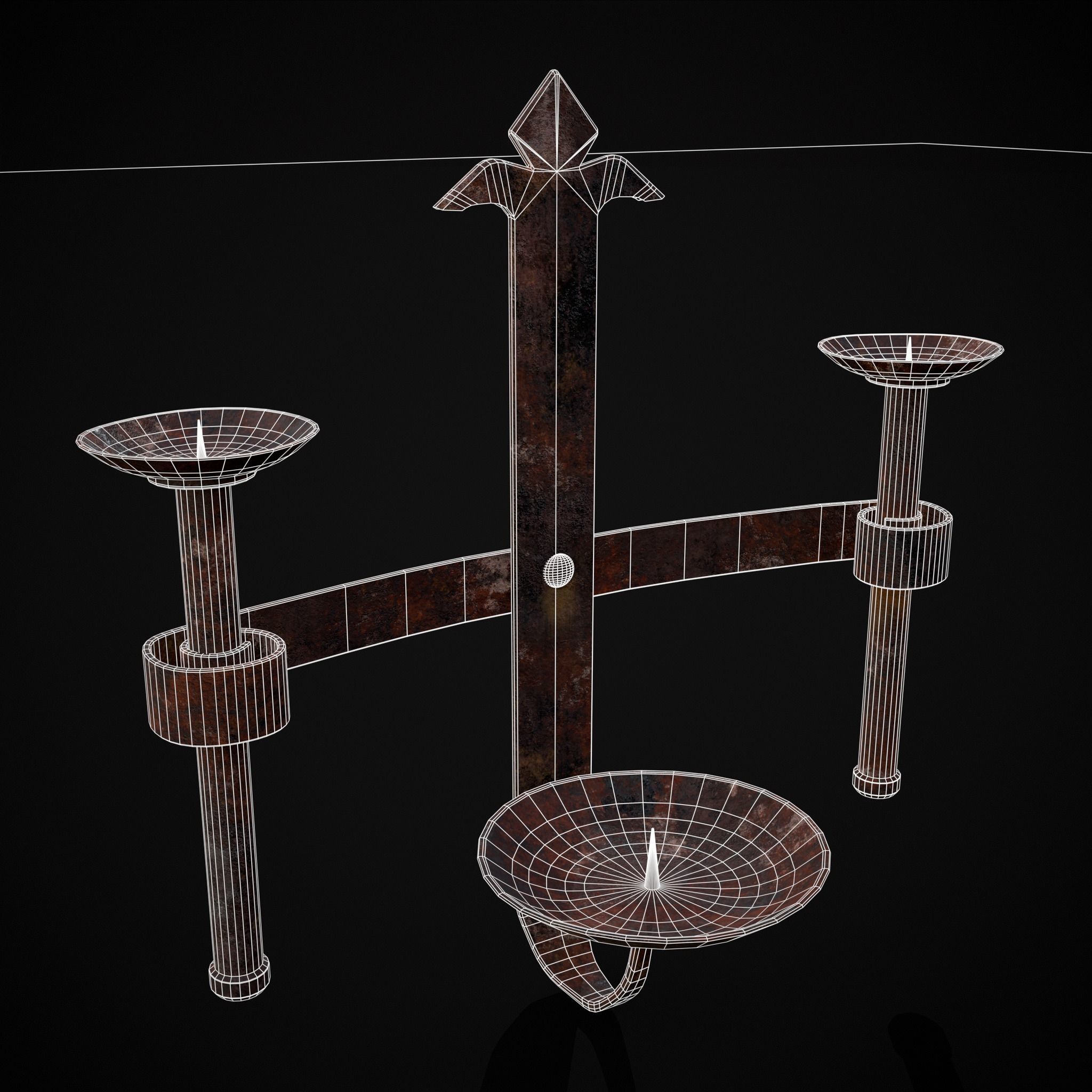 Rusting Triple Wall Candle Holder Low-poly 3D model_18