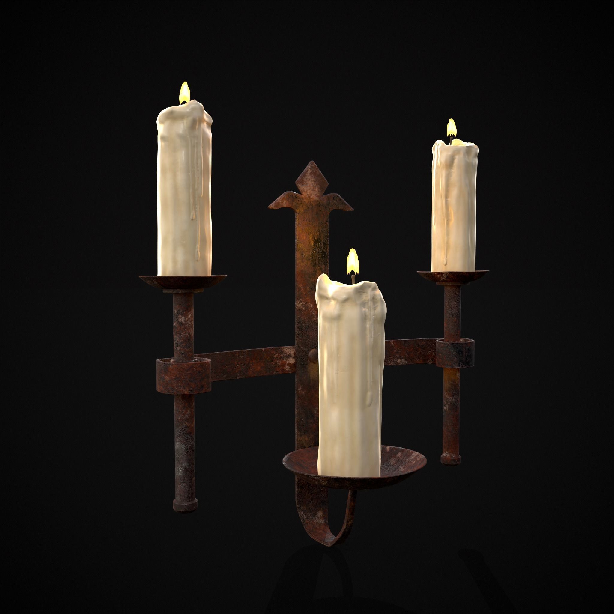 Rusting Triple Wall Candle Holder Low-poly 3D model_13