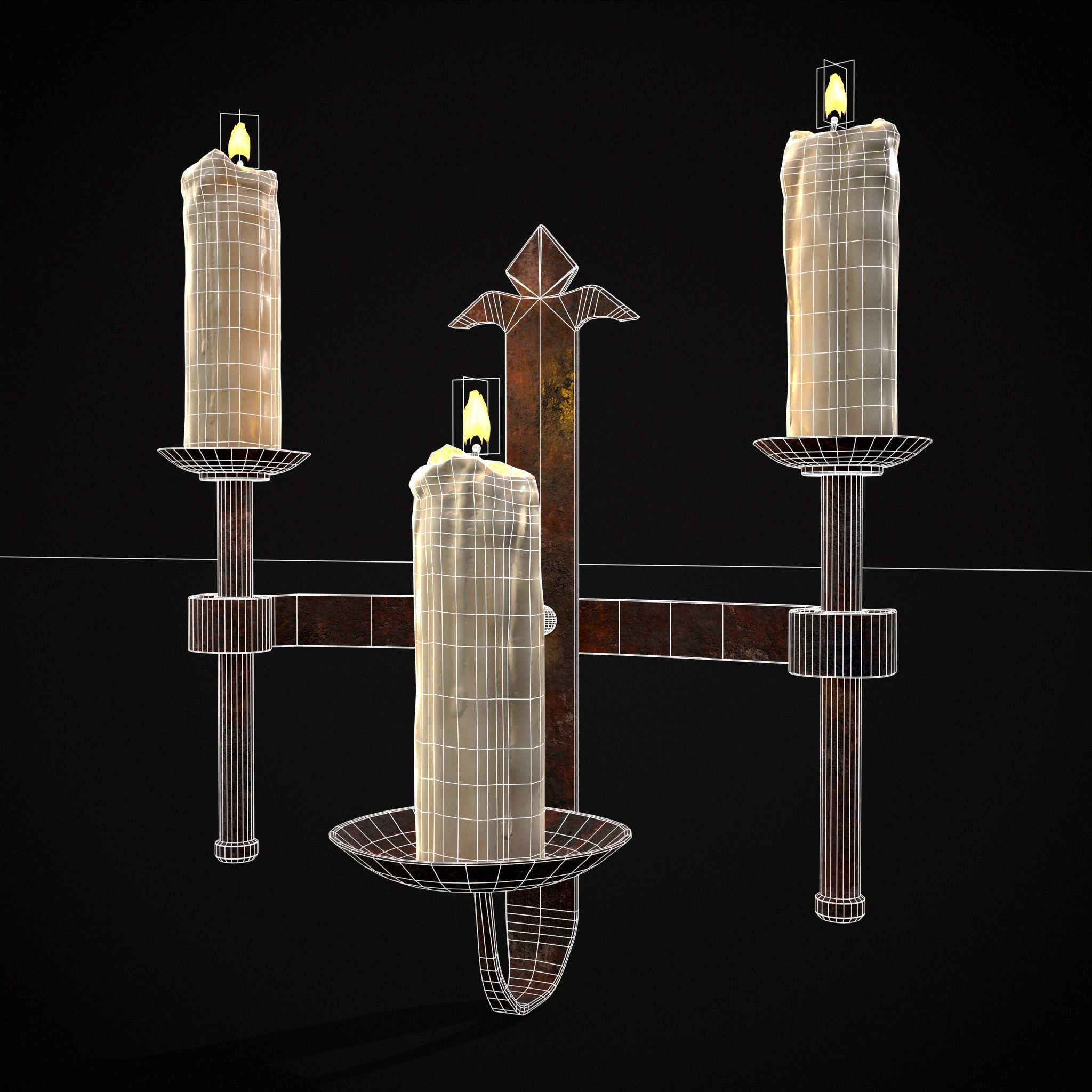 Rusting Triple Wall Candle Holder Low-poly 3D model_2
