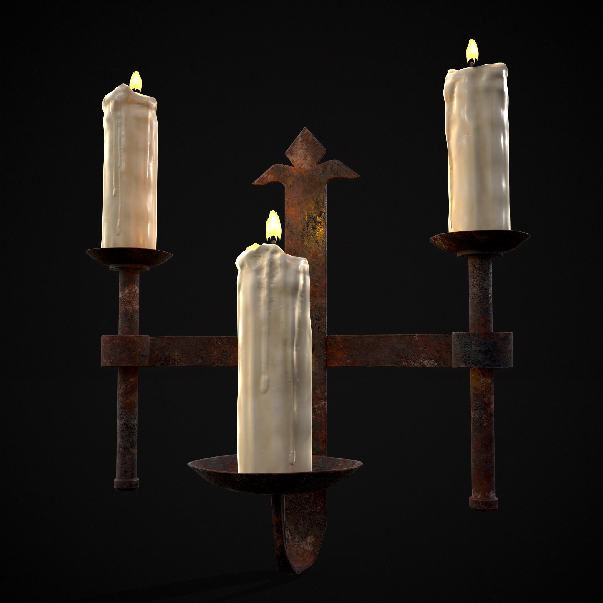 Rusting Triple Wall Candle Holder Low-poly 3D model_23
