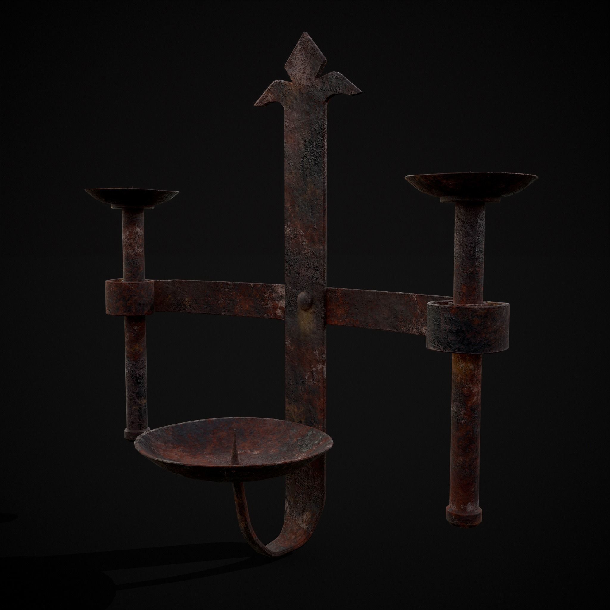 Rusting Triple Wall Candle Holder Low-poly 3D model_15