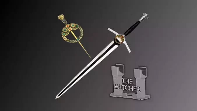 THE WITCHER STEEL SWORD RENFRI BROOCH and Scabbard BY CC3D 3D print model