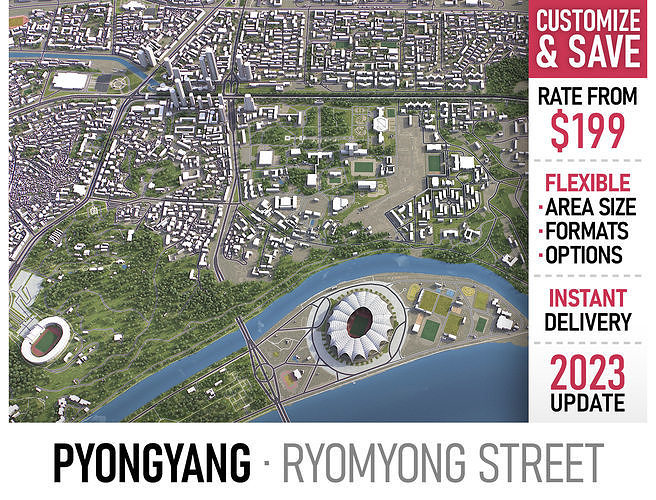 Pyongyang - Ryomyong Low-poly 3D model