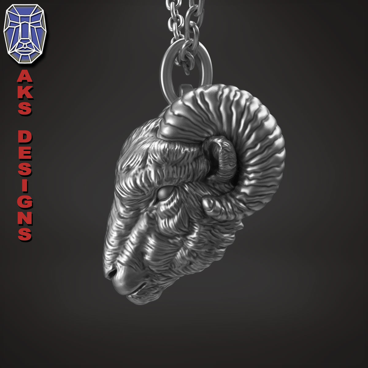 Animal Pendant jewelry goat Ram Ibex v155 3D print model_13