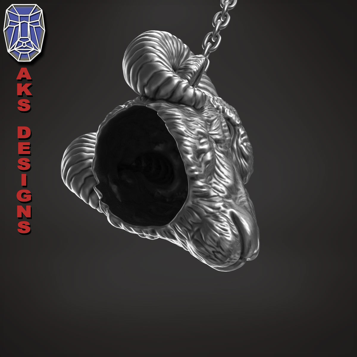 Animal Pendant jewelry goat Ram Ibex v155 3D print model_18