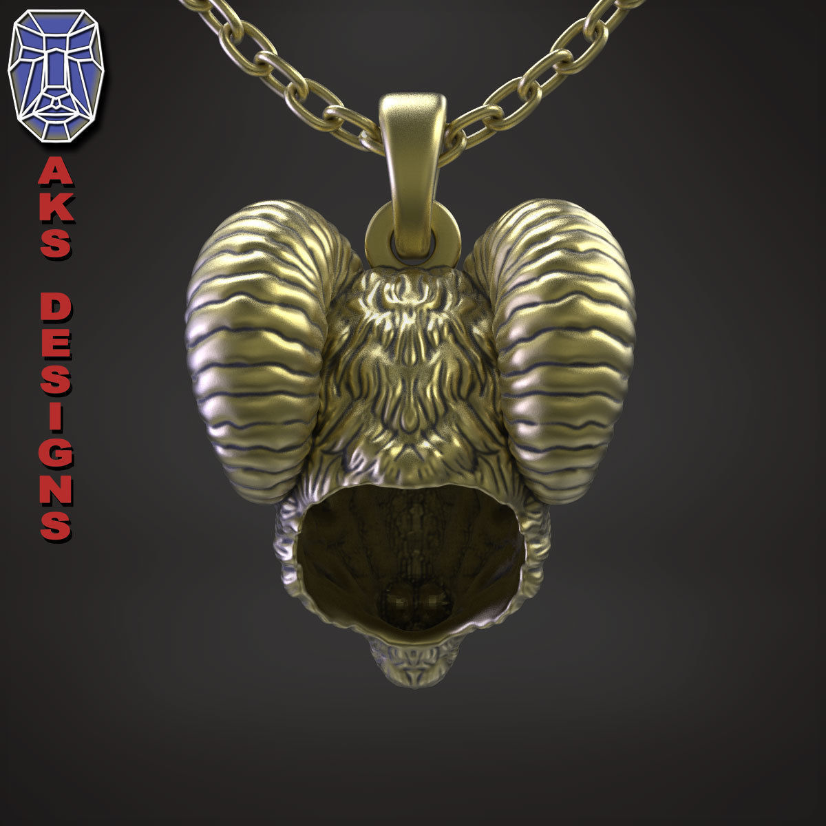 Animal Pendant jewelry goat Ram Ibex v155 3D print model_4