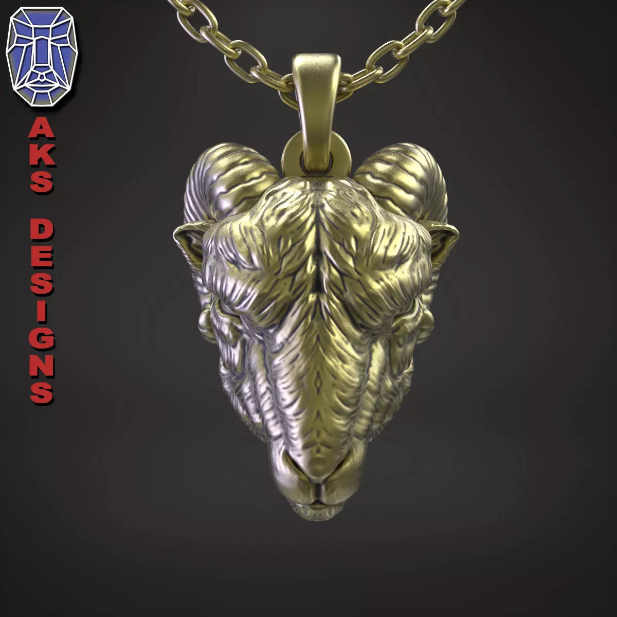 Animal Pendant jewelry goat Ram Ibex v155 3D print model_0
