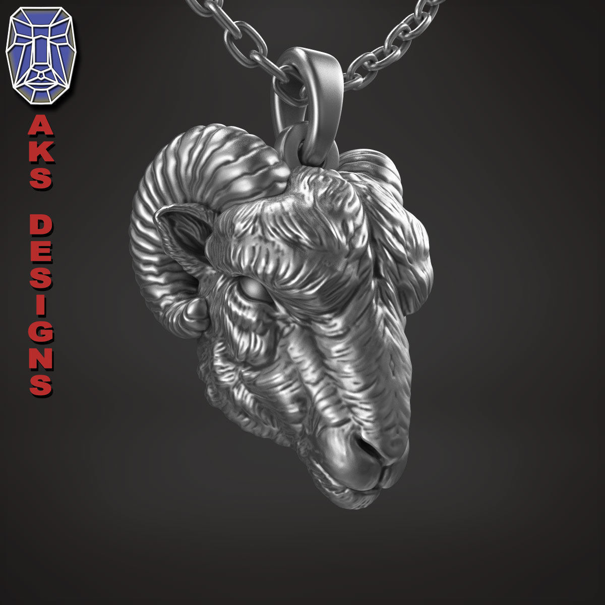 Animal Pendant jewelry goat Ram Ibex v155 3D print model_17