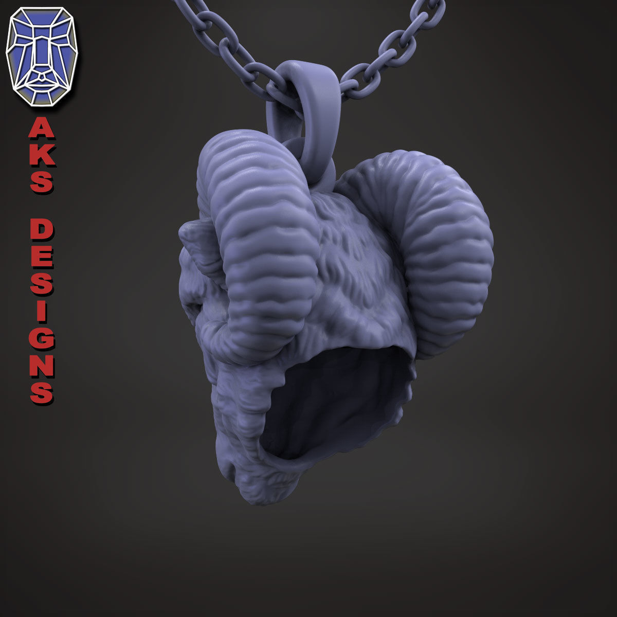 Animal Pendant jewelry goat Ram Ibex v155 3D print model_23