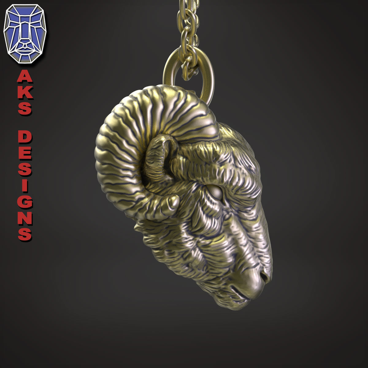Animal Pendant jewelry goat Ram Ibex v155 3D print model_5