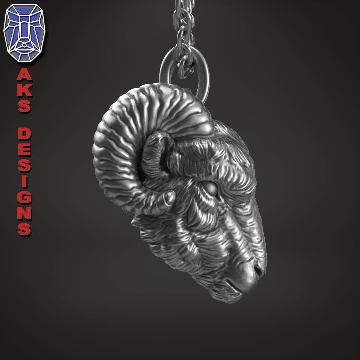 Animal Pendant jewelry goat Ram Ibex v155 3D print model_16