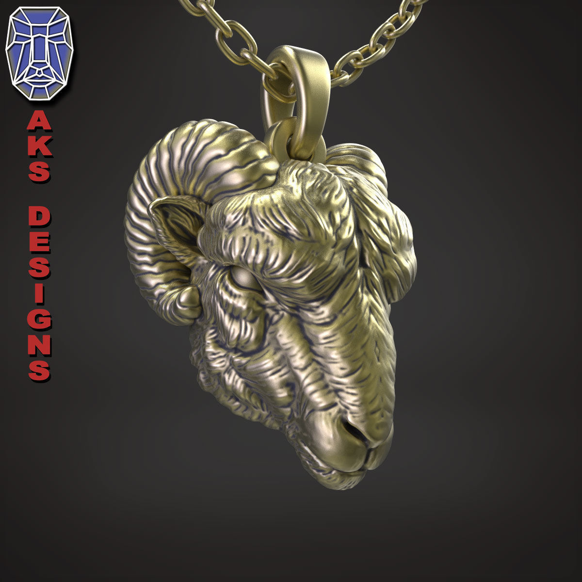 Animal Pendant jewelry goat Ram Ibex v155 3D print model_6