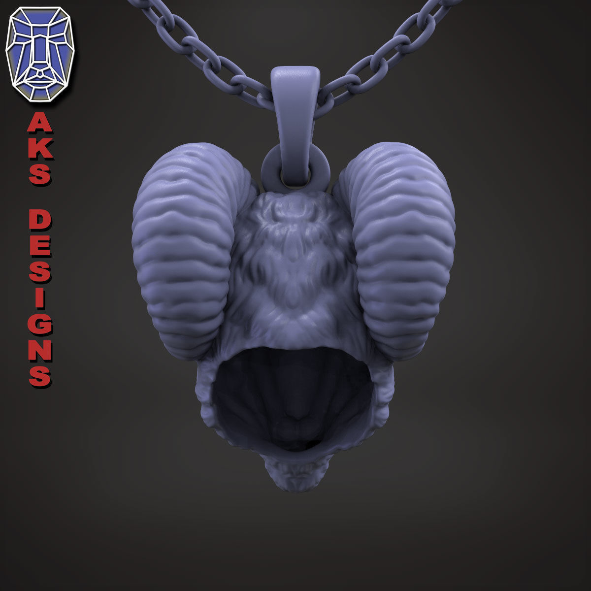 Animal Pendant jewelry goat Ram Ibex v155 3D print model_24