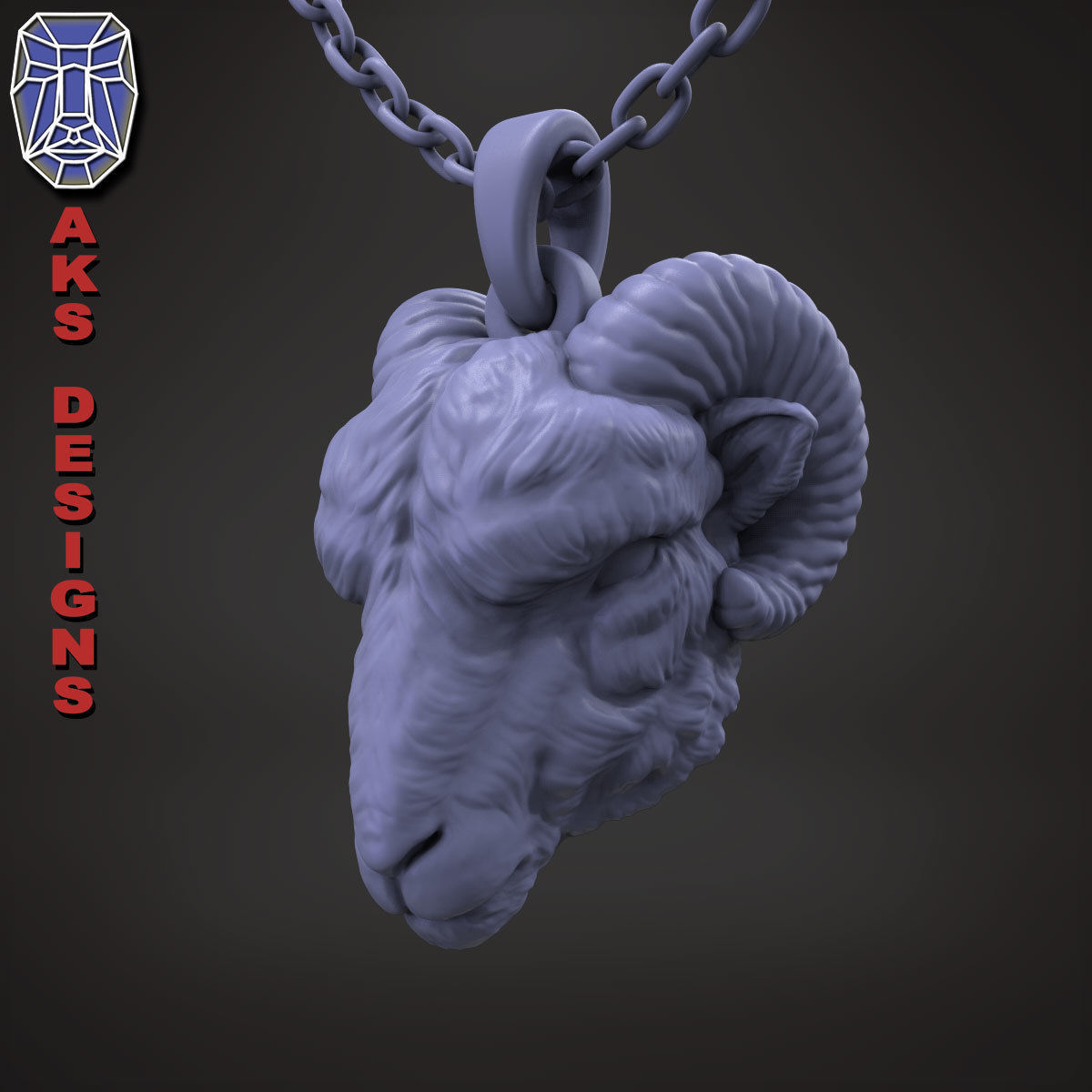 Animal Pendant jewelry goat Ram Ibex v155 3D print model_21