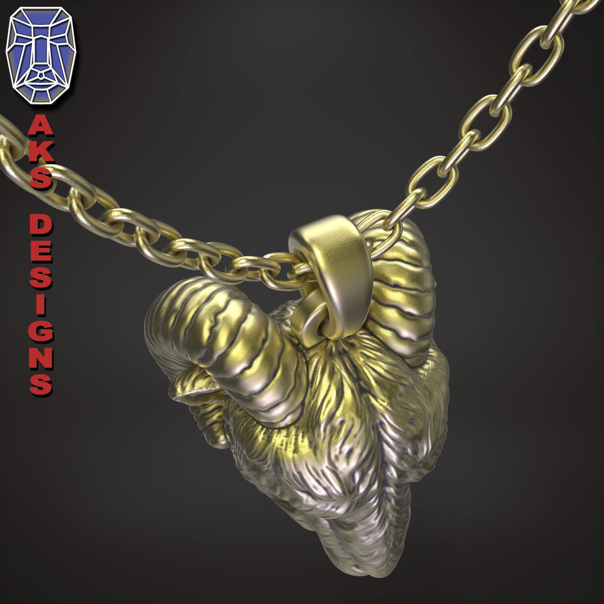 Animal Pendant jewelry goat Ram Ibex v155 3D print model_8